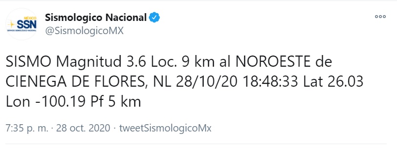 La información del Sismológico Nacional