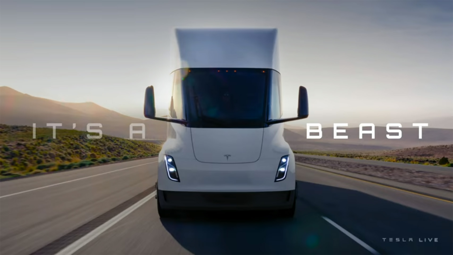 Repitiendo palabras de su creador, Tesla anuncia el camión eléctrico Semi y dice que "es una bestia"