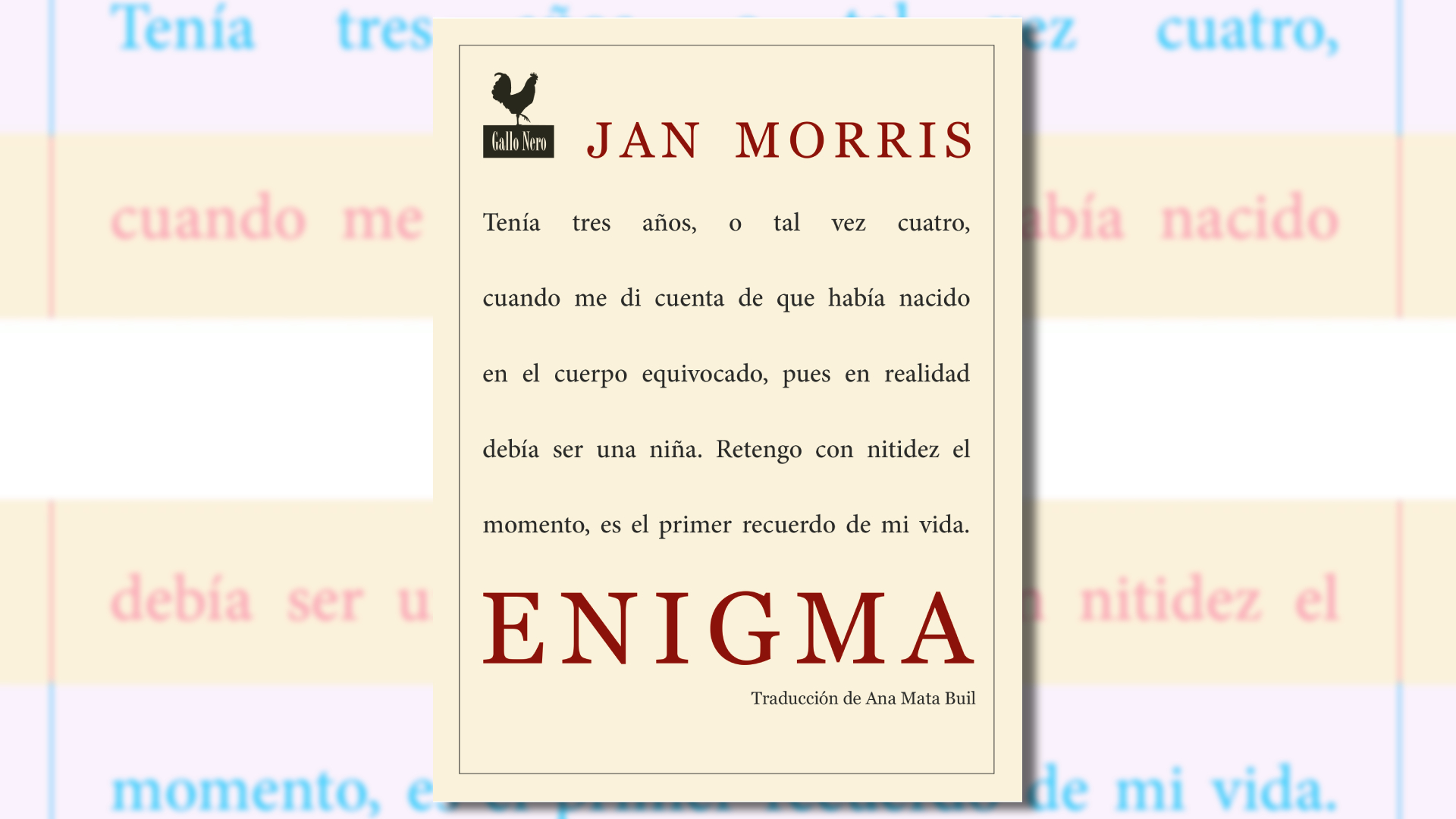 “Enigma” de Jan Morris reeditado por Gallo Nero y con la traducción de Ana Mata Buil.