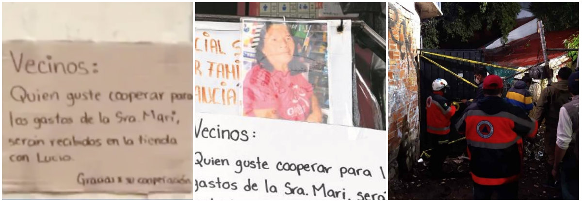 Doña Mary vivía al lado del canal de aguas negras, sin familia y en compañía de una mascota Foto: Captura de pantalla Noticias Telediario