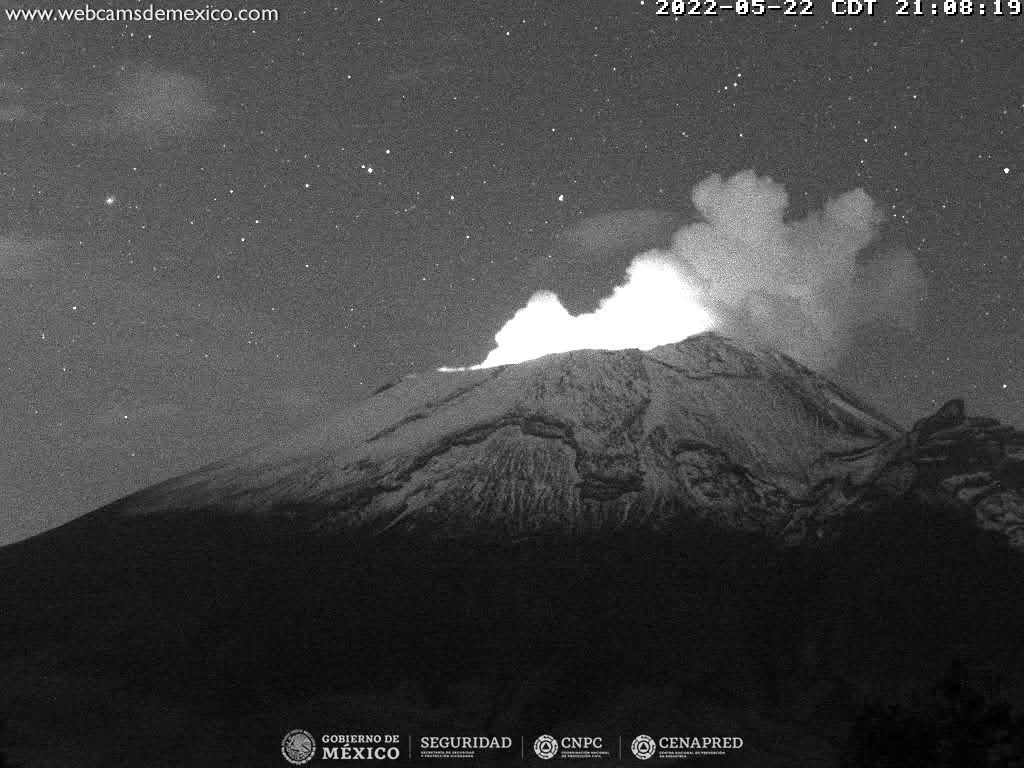 Emiten alerta amarilla por 33 exhalaciones del volcán Popocatépetl  que emitió una columna de 800 metros de altura 