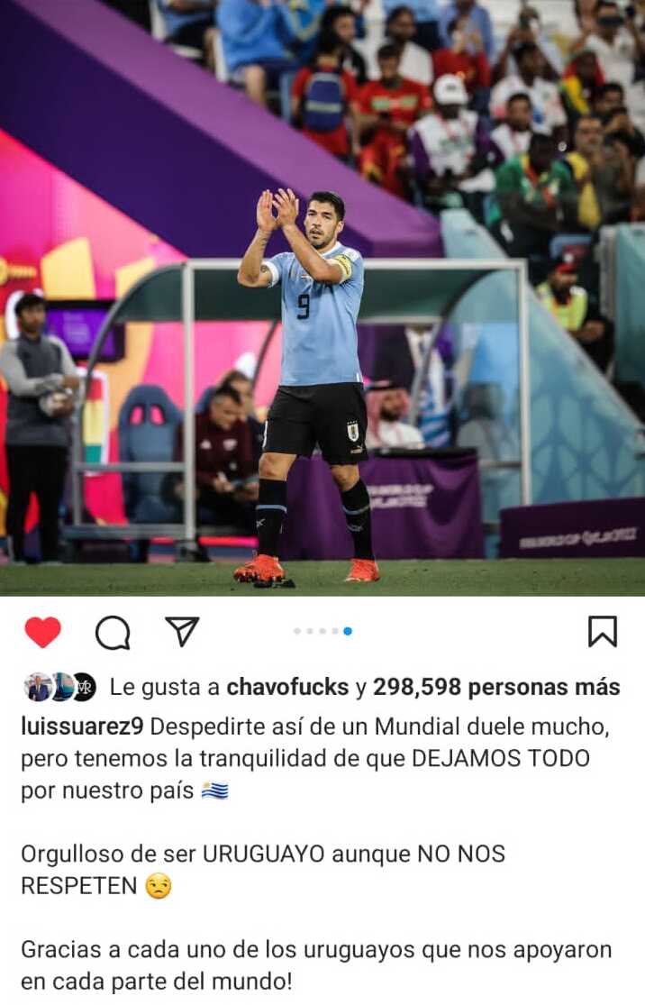 El posteo de Luis Suárez tras la eliminación de Uruguay