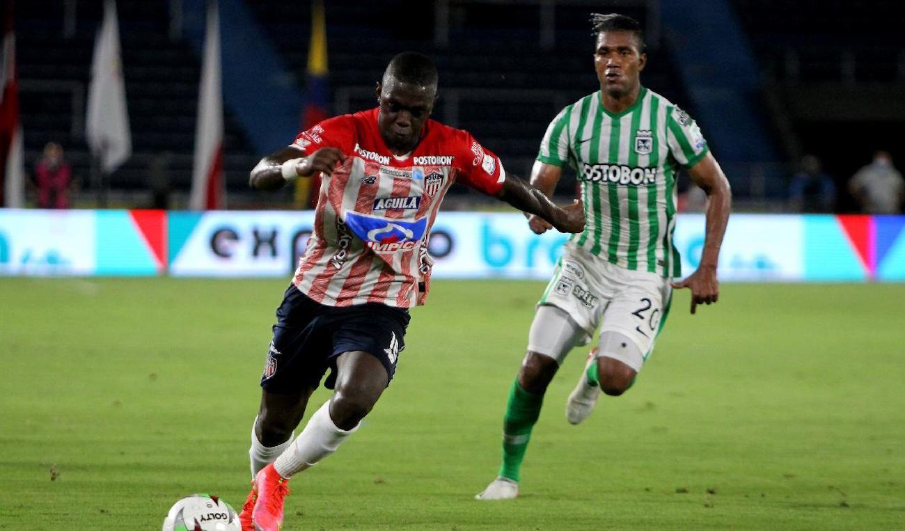 Los últimos dos partidos entre Atlético Nacional y Junior finalizaron con empates 1-1, y tuvieron lugar en los cuadrangulares semifinales de la Liga BetPlay II-2021. Foto: cortesía Dimayor