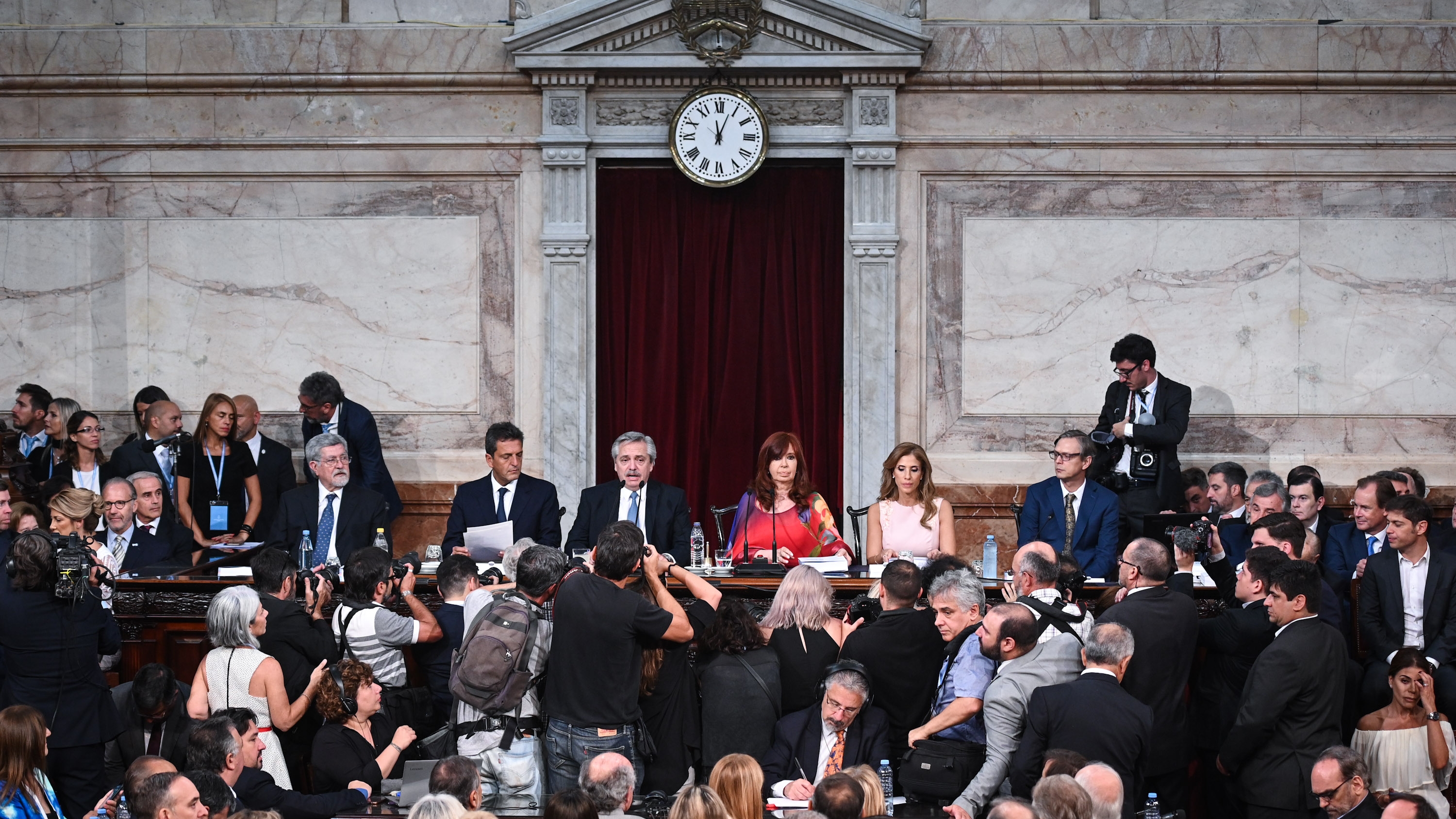 Alberto Fernández y Cristina Kirchner en la apertura de sesiones del Congreso 