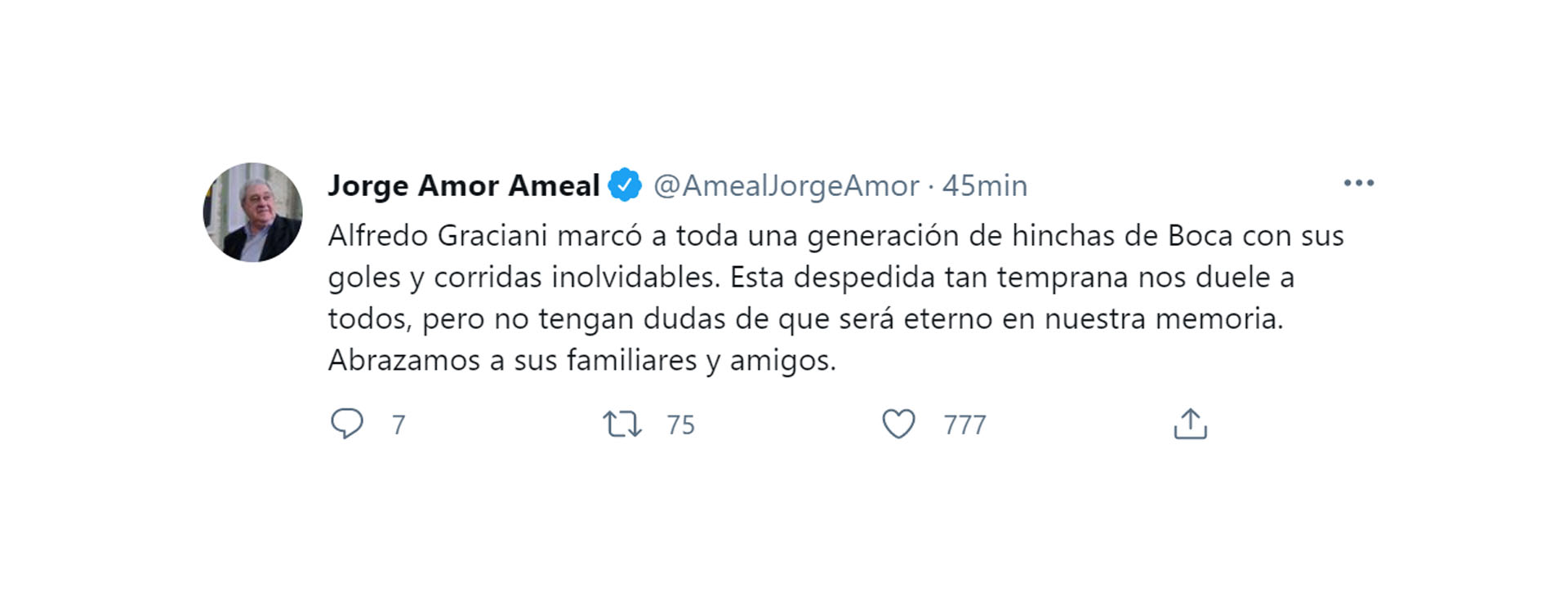 El mensaje del presidente de Boca para Graciani