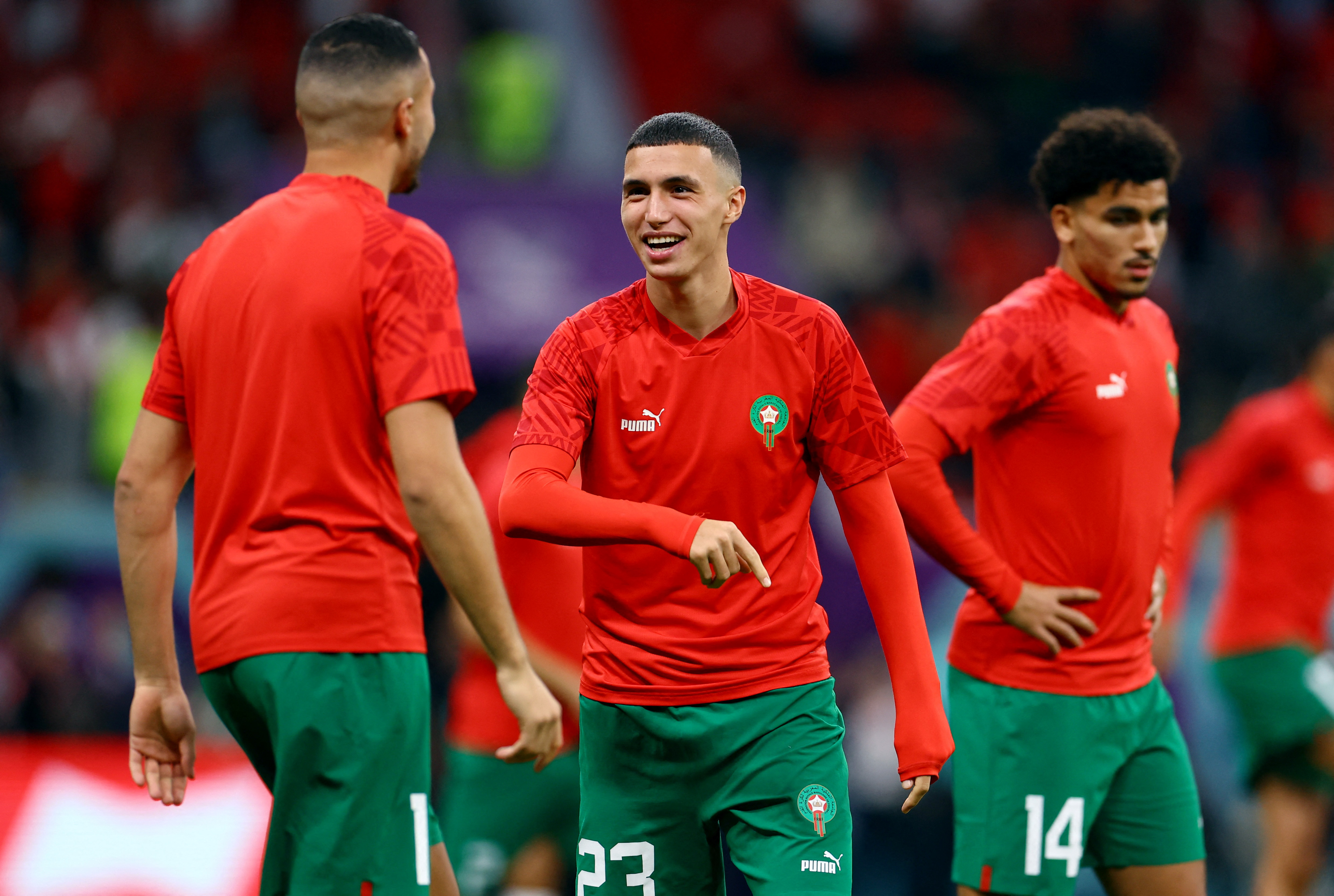 El jugador marroquí Bilal El Khannouss en la previa al duelo ante Francia en Al Bayt (REUTERS/Molly Darlington)