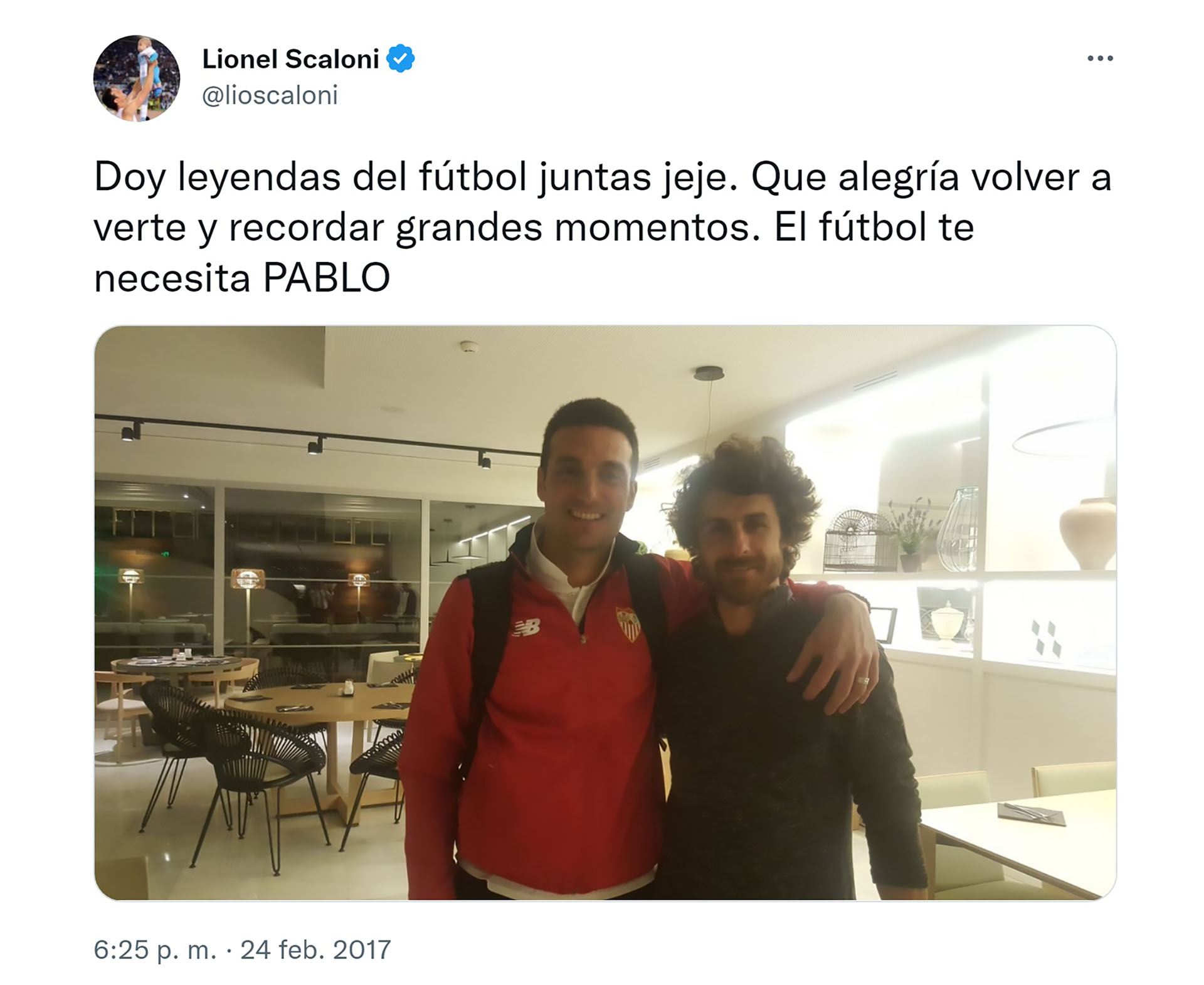 La reunión entre Scaloni  y Aimar a comienzos del 2017