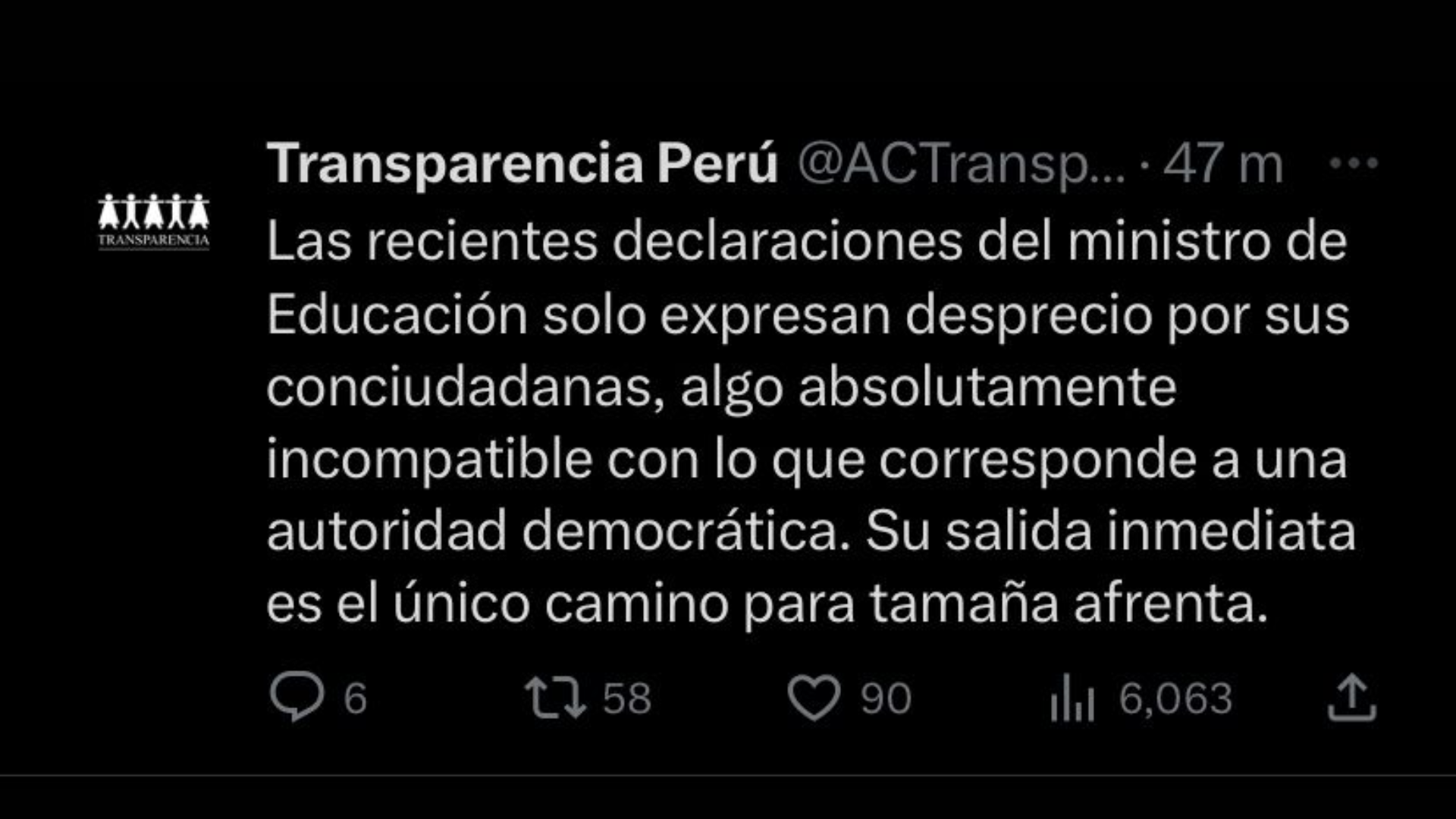 Twitter de Transparencia Perú