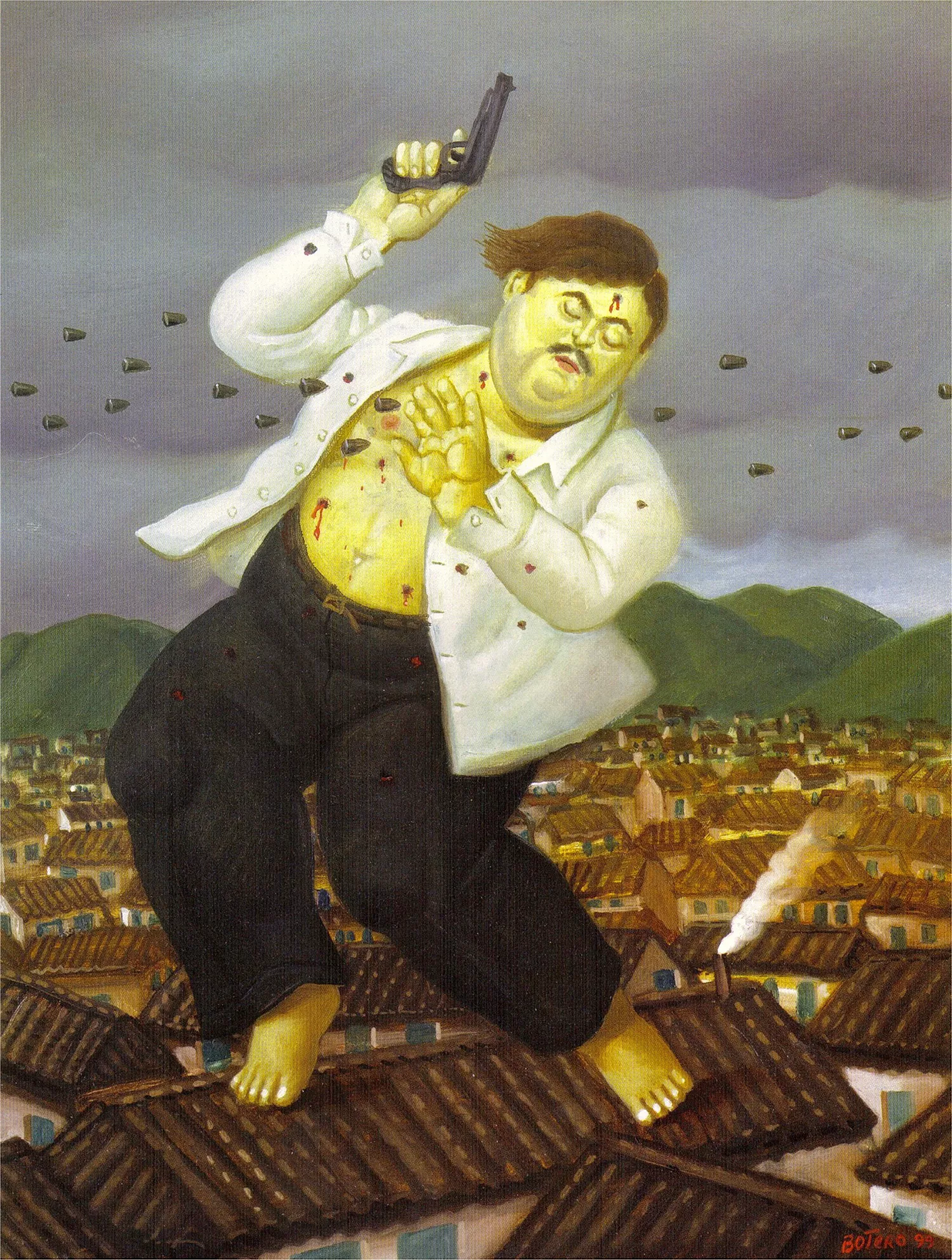 "La muerte de Pablo Escobar", el primero de los dos lienzos que el pintor colombiano dedicó a su figura