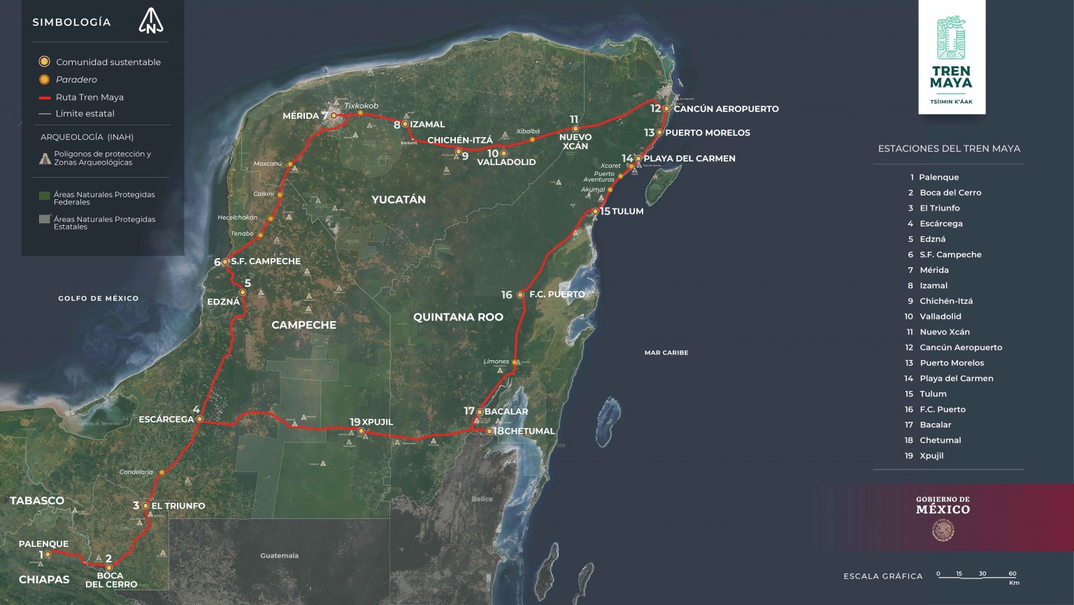 Los estados por donde pasará el Tren Maya son  Tabasco, Chiapas, Campeche, Yucatán y Quintana Roo  (Foto: Twitter/TrenMayaMX)