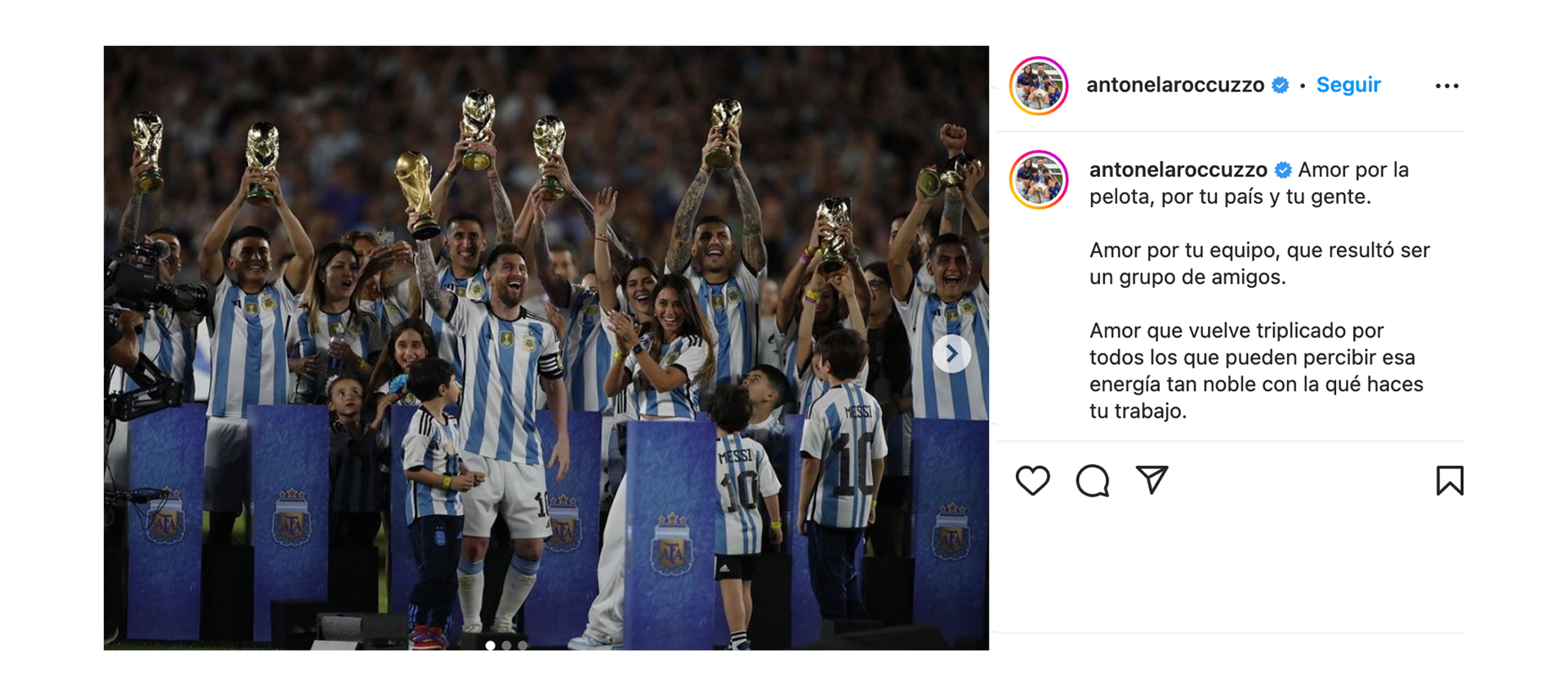 El romántico mensaje de Antonela Roccuzzo a Messi