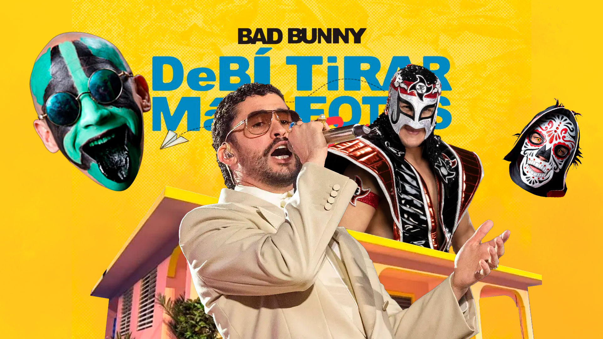 【激レア】「BAD BUNNY」ロンT & リストバンド　VIPエリアで配布 Del ring al perreo: luchadores de la AAA bailan en 'La Casita