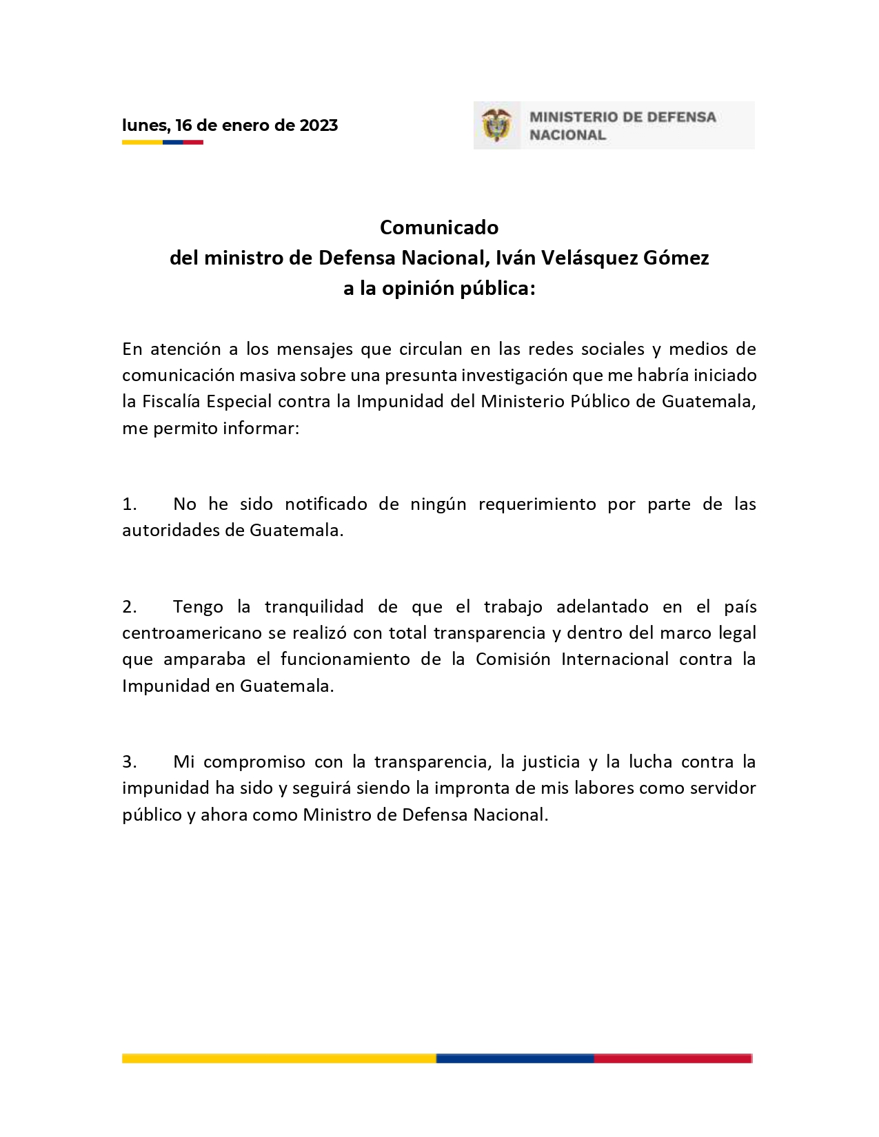 Ministro de Defensa responde ante la investigación de Guatemala por el caso Odebrecht. (Ministerio de Defensa)