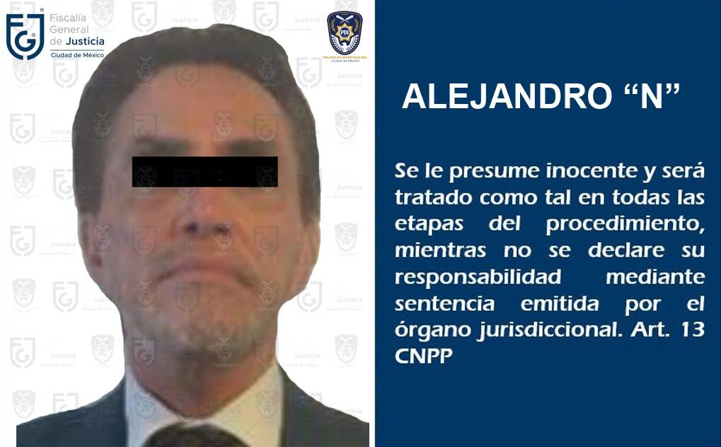 Alejandro N, arrestado por presunto abuso sexual y violencia familiar. Foto: @FiscaliaCDMX