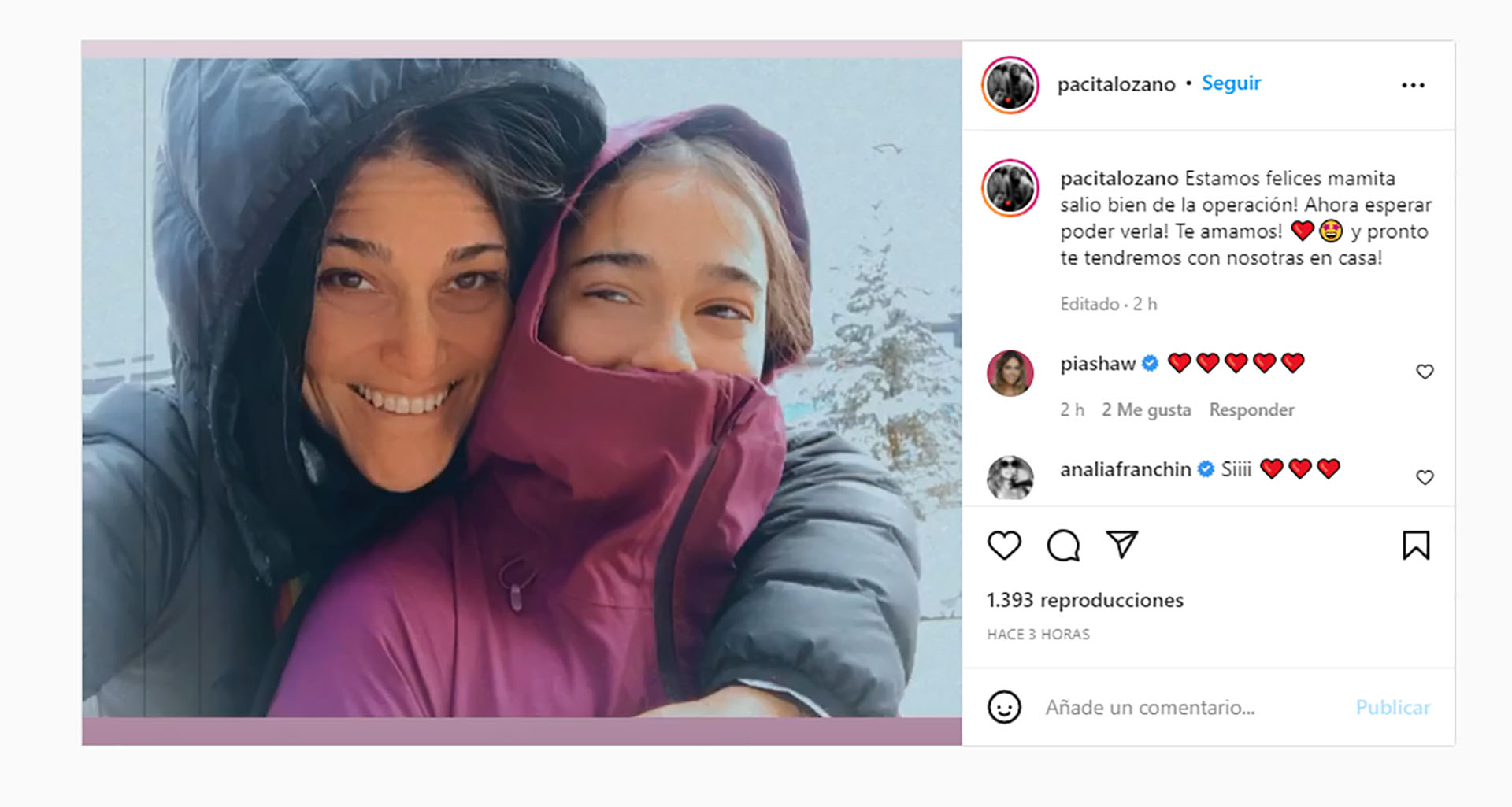 El posteo de Paz, la hermana de Vero Lozano (Instagram)