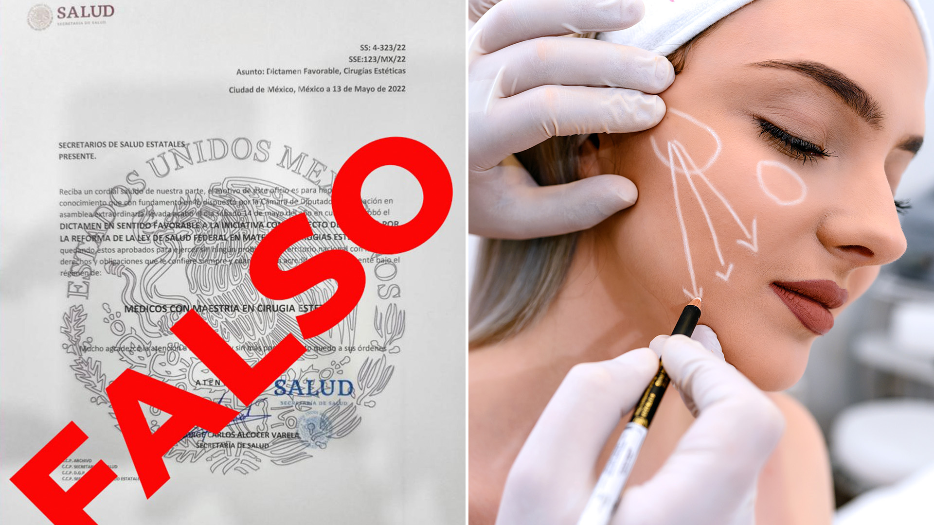 La Secretaría de Salud informó que la información sobre una supuesta reforma a la Ley de Salud en materia de cirugías estéticas es falsa (Fotos: Tw/@SSalud_mx, Getty Images)