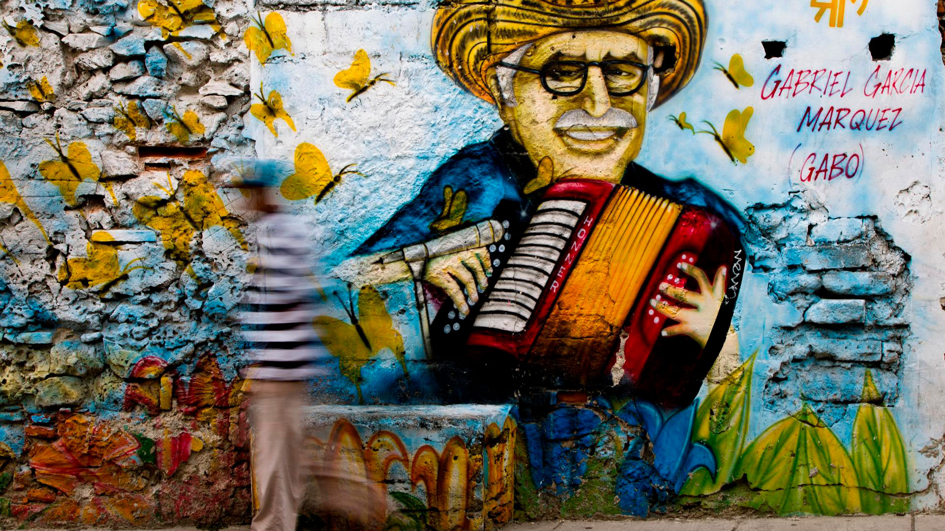 Un mural en honor al premio Nobel de Literatura colombiano Gabriel García Márquez en el barrio Getsemaní, en Cartagena de Indias (Colombia). EFE/ Ricardo Maldonado Rozo
