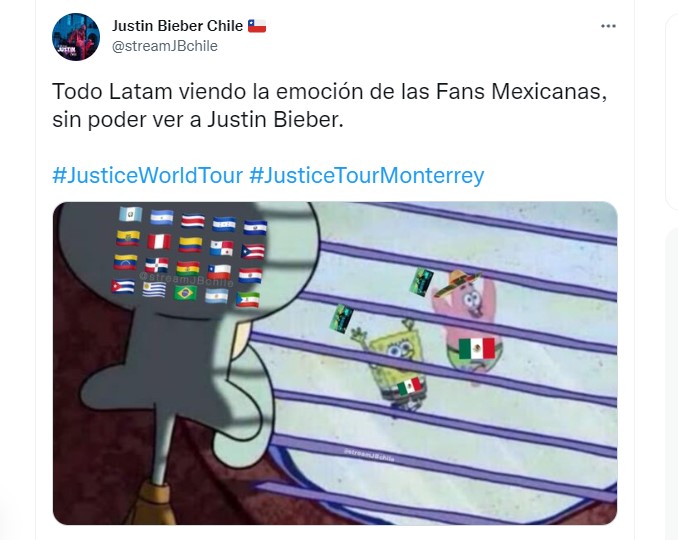 Justin Bieber está de regreso en México y usuarias reaccionaron con divertidos memes (Foto: Twitter / @streamJBchile)