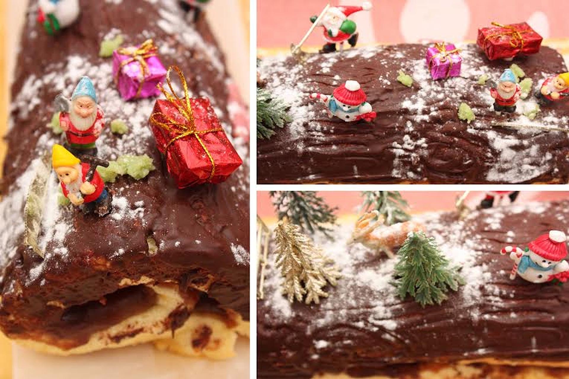 Bûche de Noël es un postre francés clásico también conocido comúnmente como pastel de troncos de Navidad (Istock)