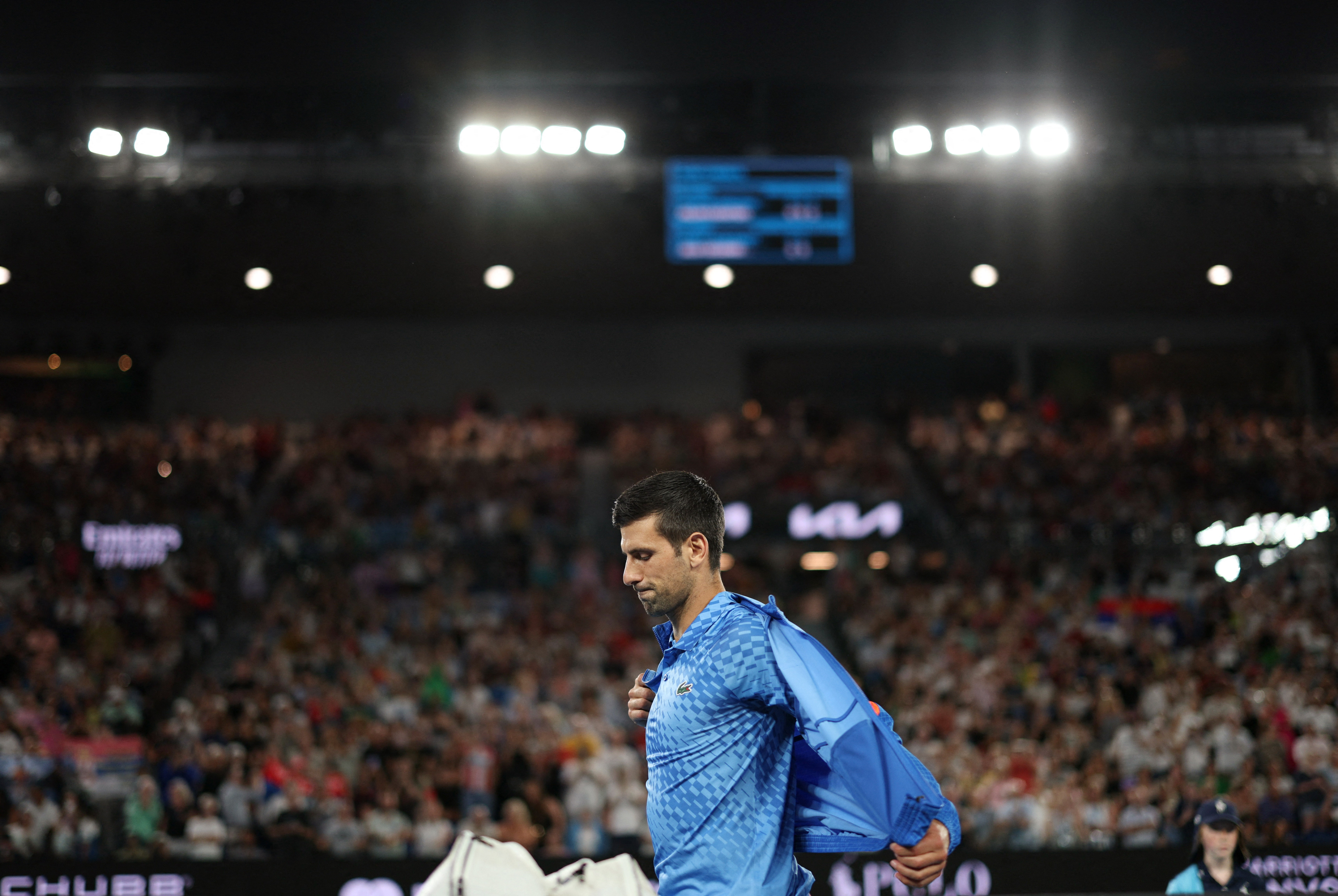 Tennis - Australian Open - Melbourne Park, Melbourne, Australia - 17 gennaio 2023 il serbo Novak Djokovic prima della sua prima partita contro lo spagnolo Roberto Karballes Baena (Reuters) / Lauren Elliott