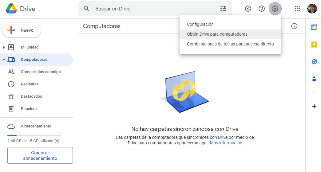 Sincronización de Google Drive con el almacenamiento de un computador. (Captura)