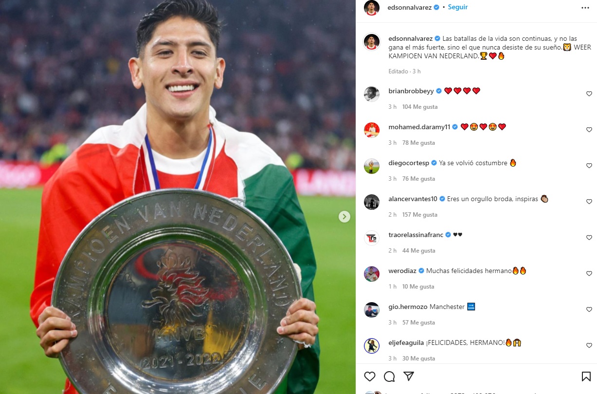 Edson Álvarez and his emotional message after being champion with Ajax (Photo: Instagram/@edsonnalvarez)