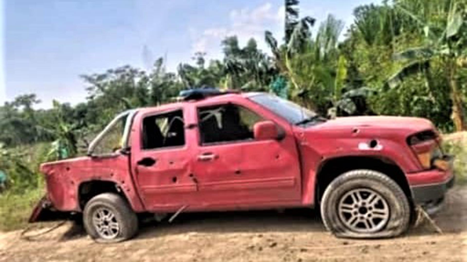 Uno de los vehículos afectados por el enfrentamiento en Apure