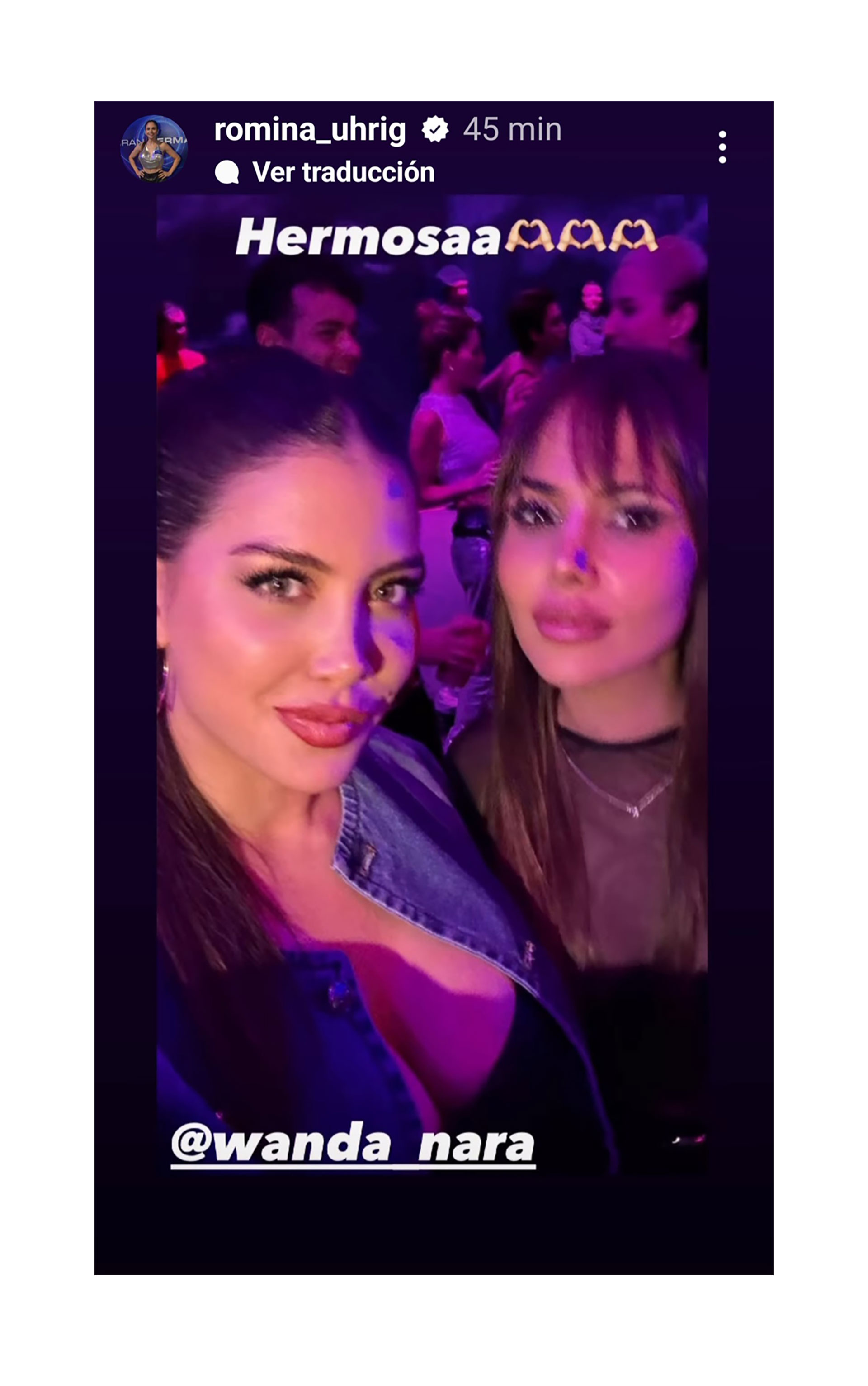 Wanda Nara junto a Romina Uhrig y, detrás, la China Suárez (Instagram)