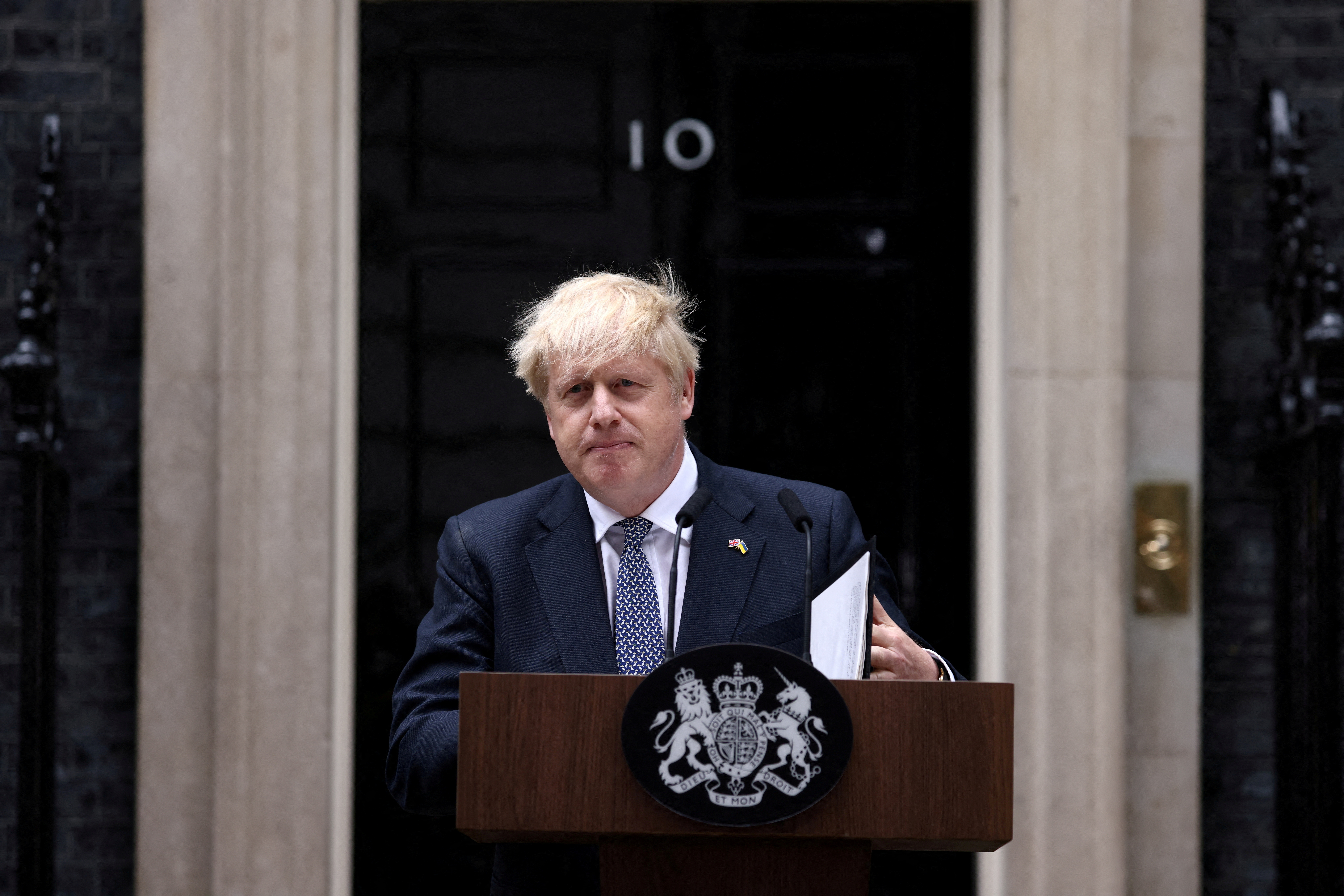 El ex primer ministro británico Boris Johnson en Downing Street en Londres, Gran Bretaña, el 7 de julio de 2022. REUTERS/Henry Nicholls/Archivo