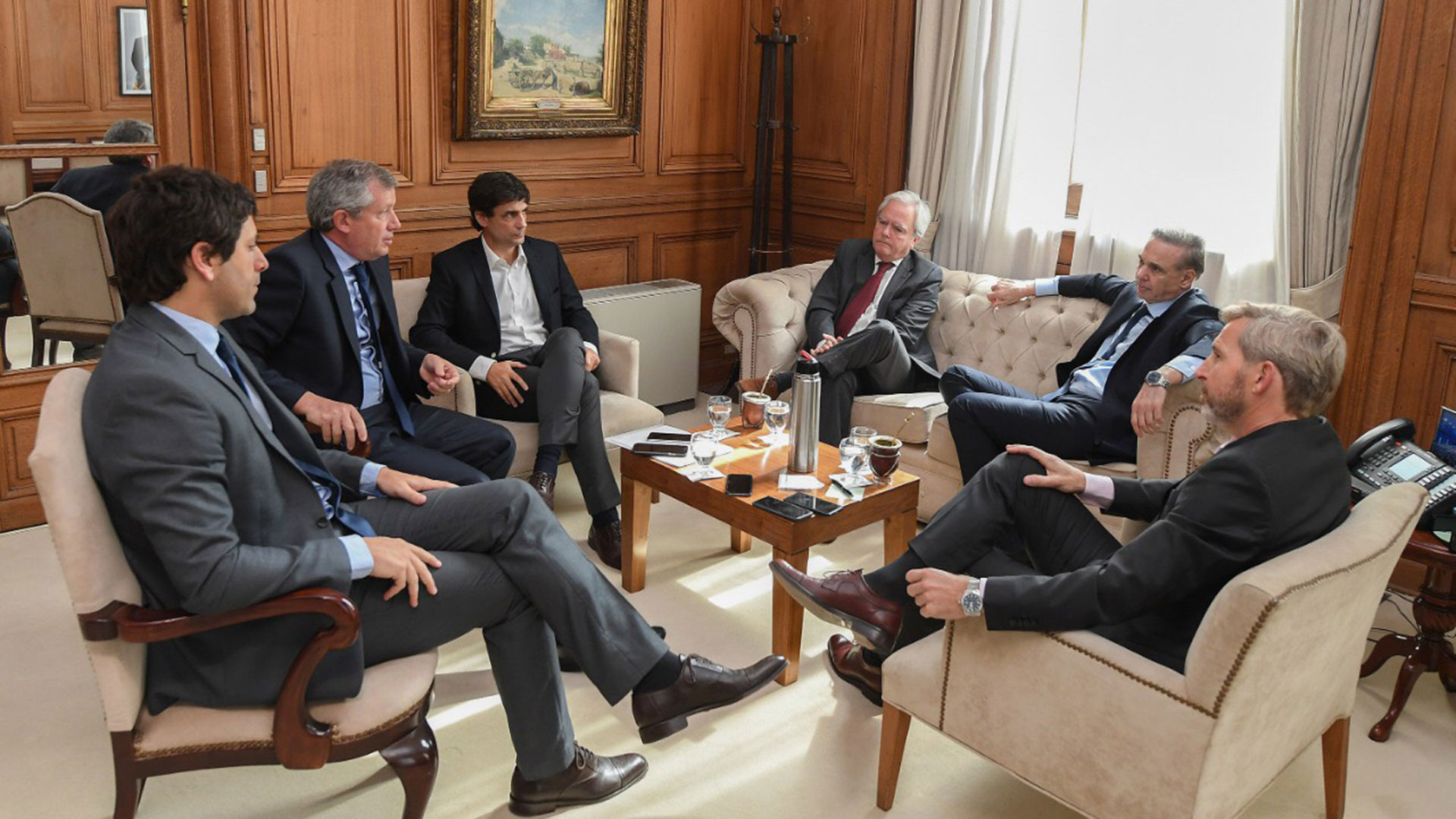 Emilio Monzó, Rogelio Frigerio y Sebastián García de Luca junto a Hernán Lacunza, Miguel Ángel Pichetto y Federico Pinedo, el año pasado (Prensa Interior)