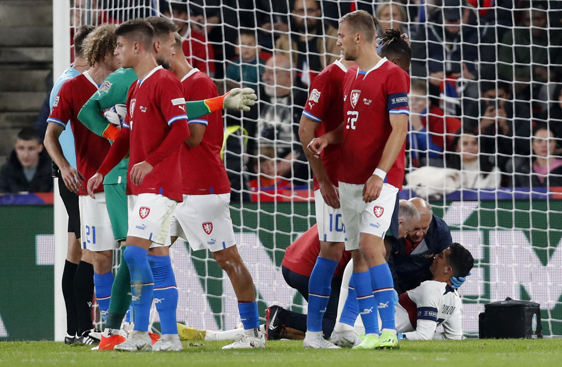 The doctors had to help Cristiano Ronaldo (Picture: Reuters)