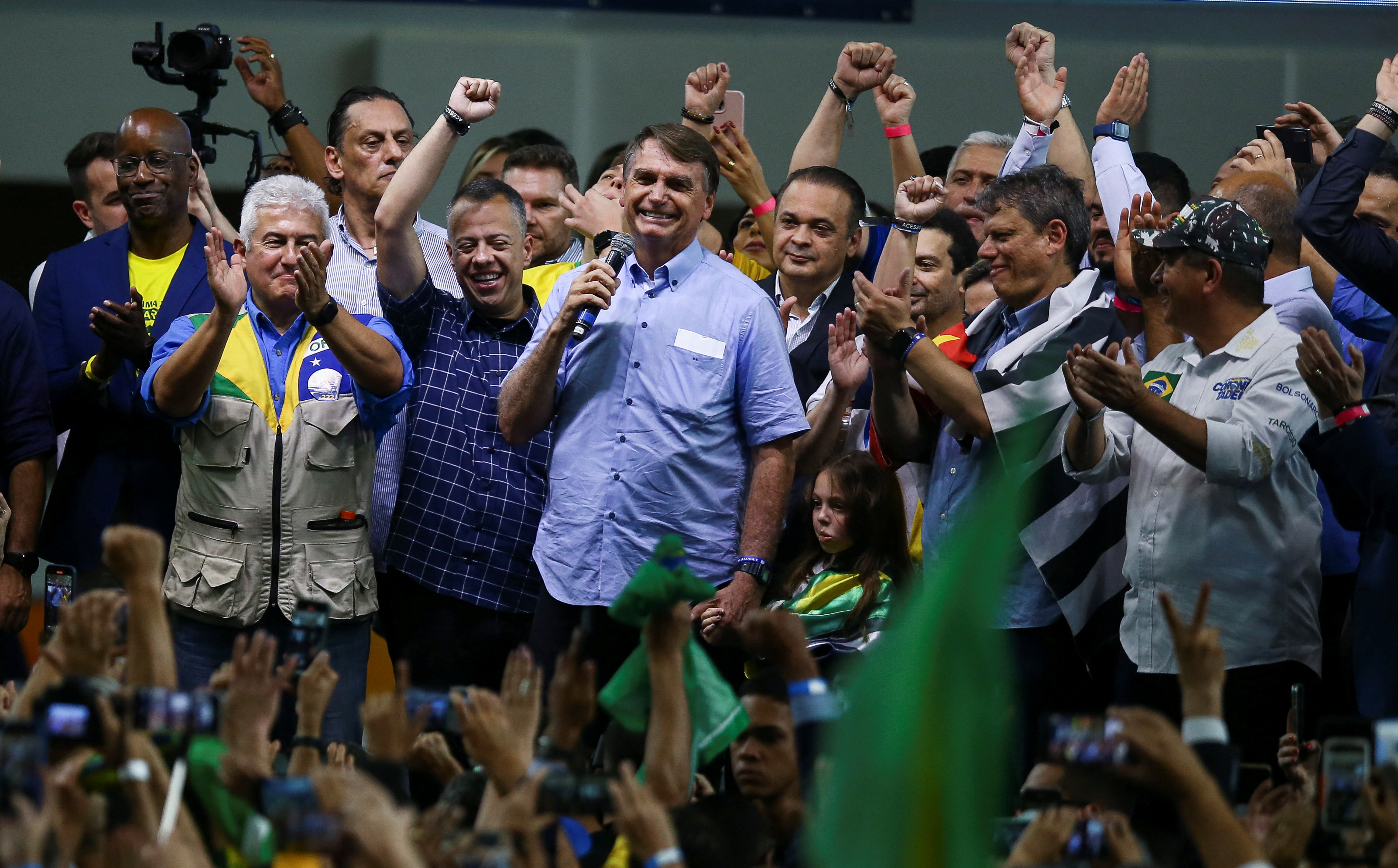 El presidente de Brasil, Jair Bolsonaro, habla en un acto durante su campaña por la reelección (REUTERS/Carla Carniel)