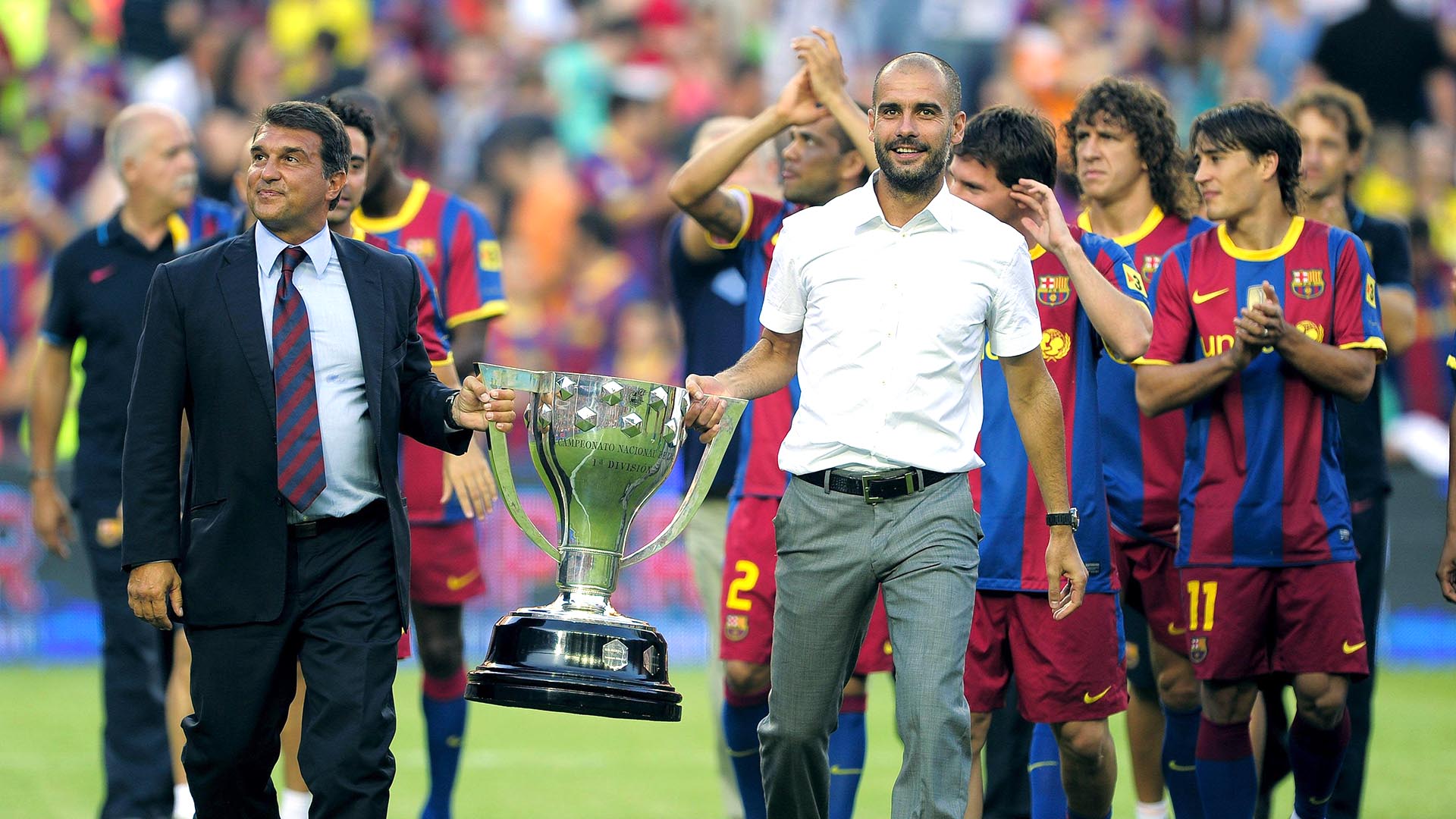 Guardiola y Laporta compartieron un año en el FC Barcelona (AFP)