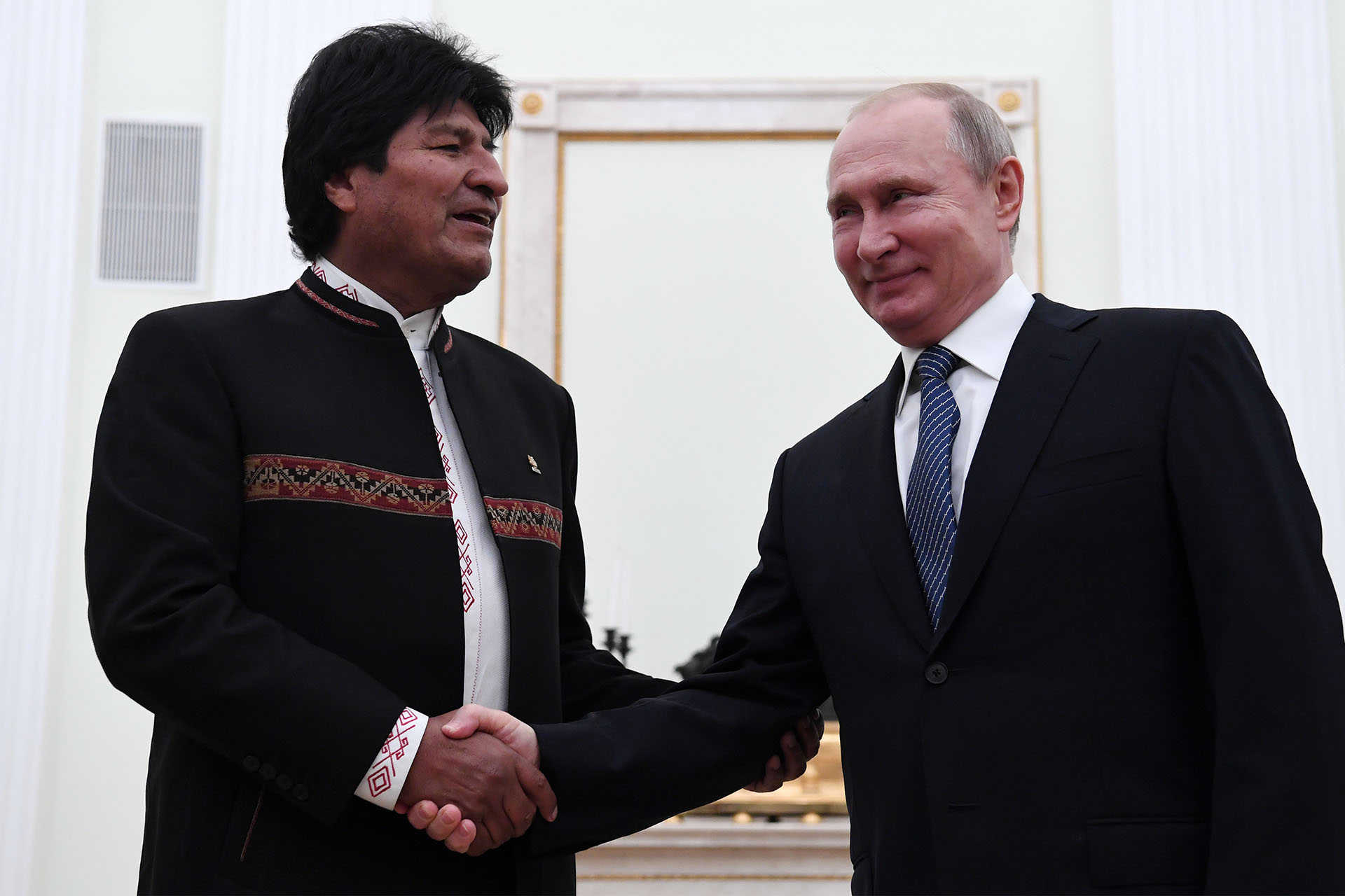 El ex presidente de Bolivia, Evo Morales y Putin 