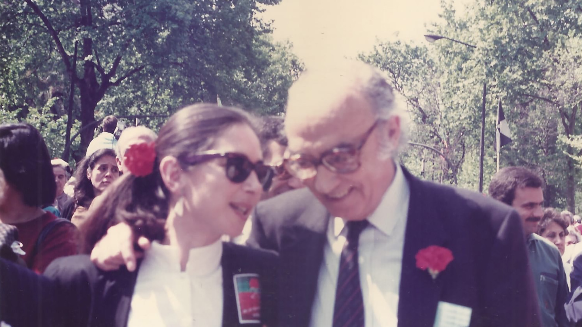 Pilar del Río y José Saramago en Lisboa en 1987.