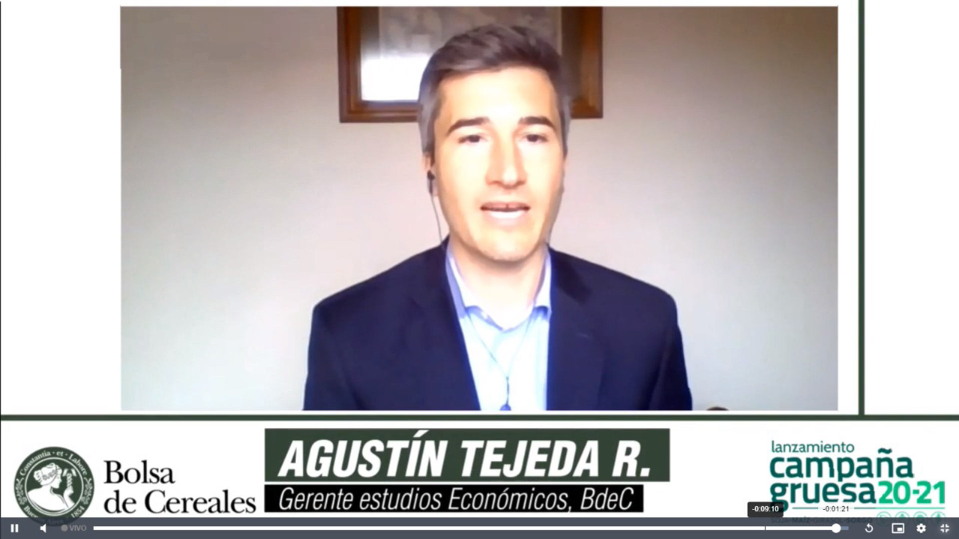 Agustín Tejeda Rodríguez, economista jefe de la Bolsa porteña (Bolsa de Cereales de Buenos Aires)