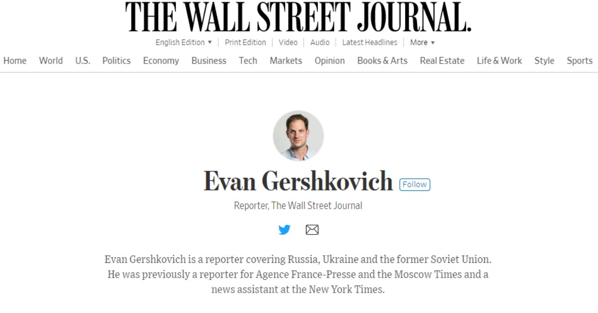 El régimen ruso detuvo a un periodista estadounidense del Wall Street Journal por supuesto espionaje