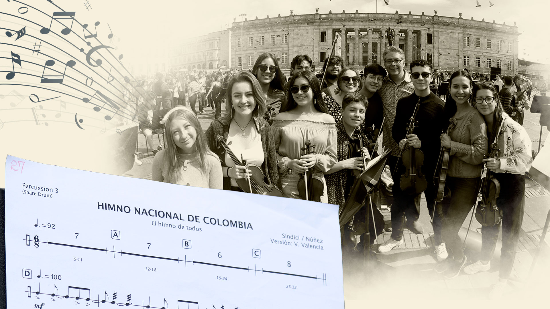Orquesta Filarmónica de Bogotá presenta su versión del himno nacional.