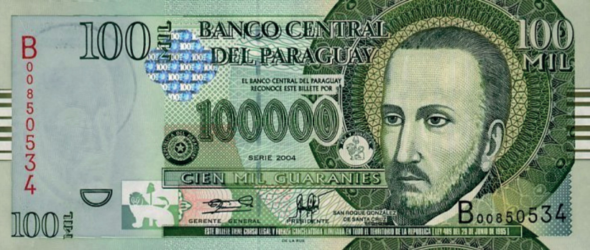 PARAGUAY Guaraní Paraguayo: G 100.000 = USD 13.69 USD1 = G 7.304 