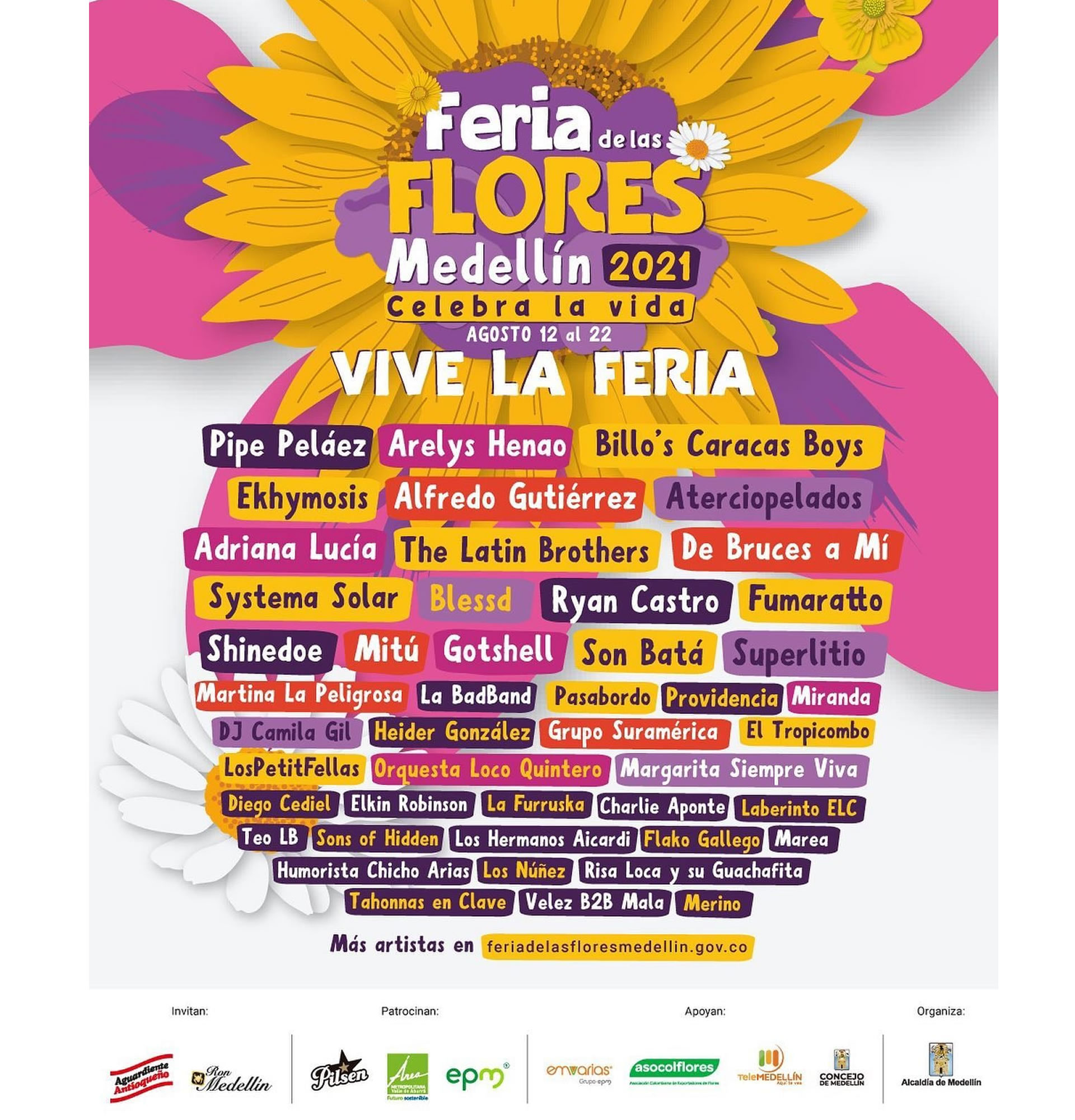 Agrupaciones que se presentarán en la edición 2021 de la Feria de la Flores de Medellín.