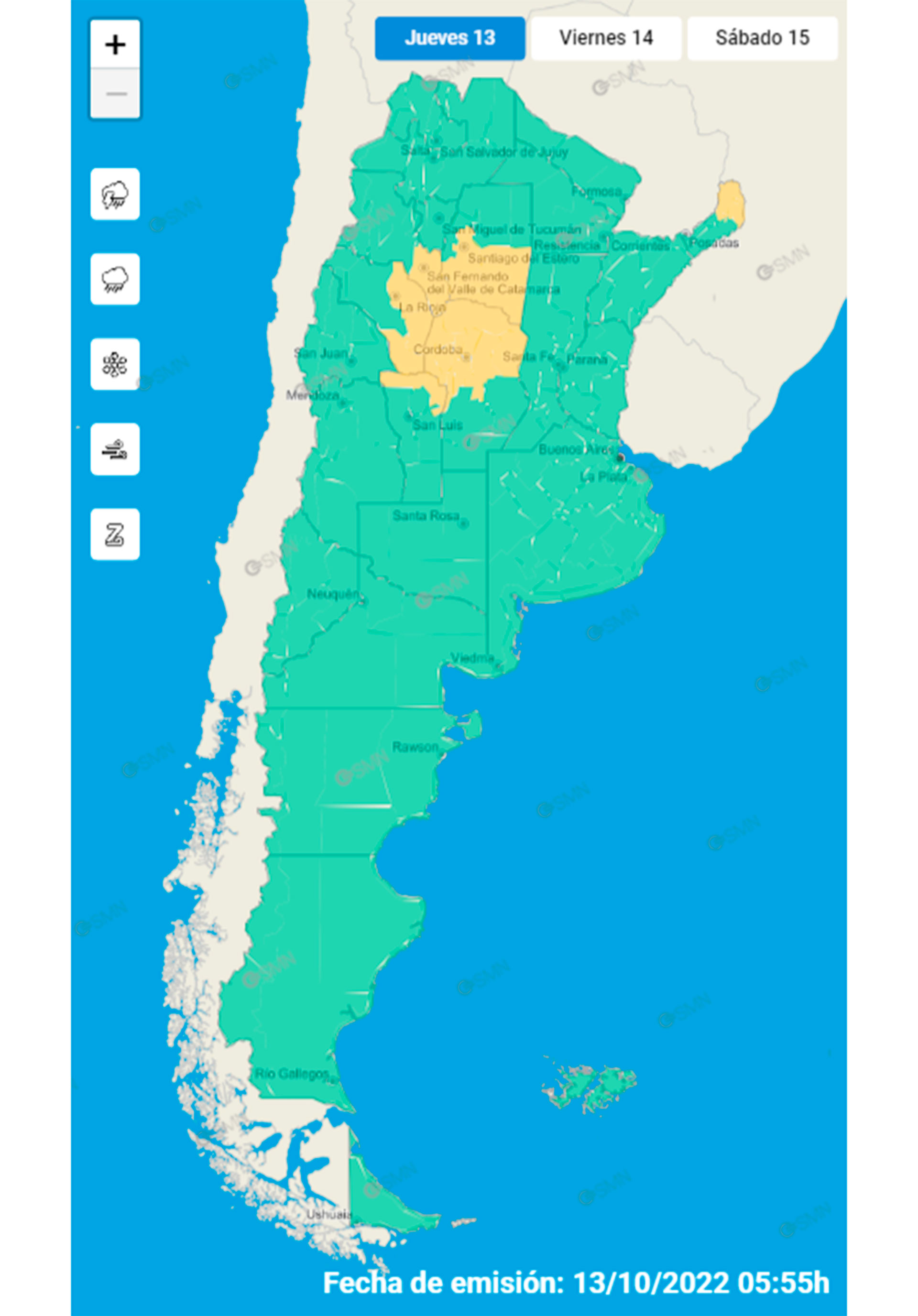 Alerta amarilla del Servicio Meteorológico Nacional por sistema frontal de vientos que reaviva los incendios en el Delta del Paraná. (SMN)