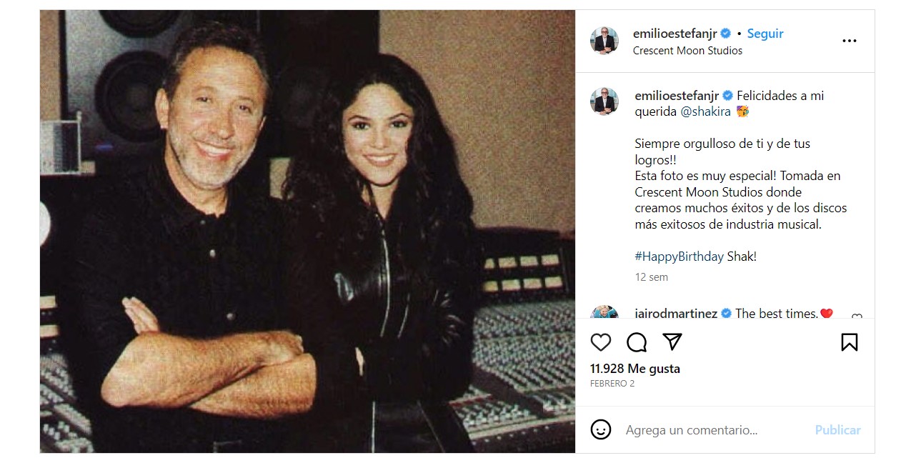 Emilio Estefan y Shakira trabajaron en la producción del álbum "¿Dónde están los ladrones?" de 1998