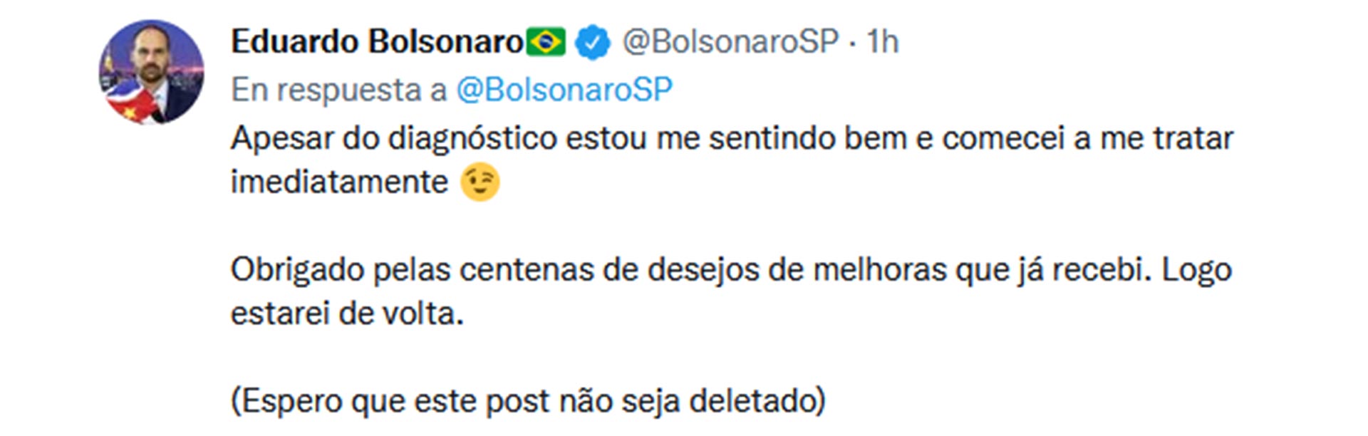 ¿NO ERA UNA GRIPEZINHA? El diputado Eduardo Bolsonaro, hijo del presidente de Brasil, anunció que tiene coronavirus