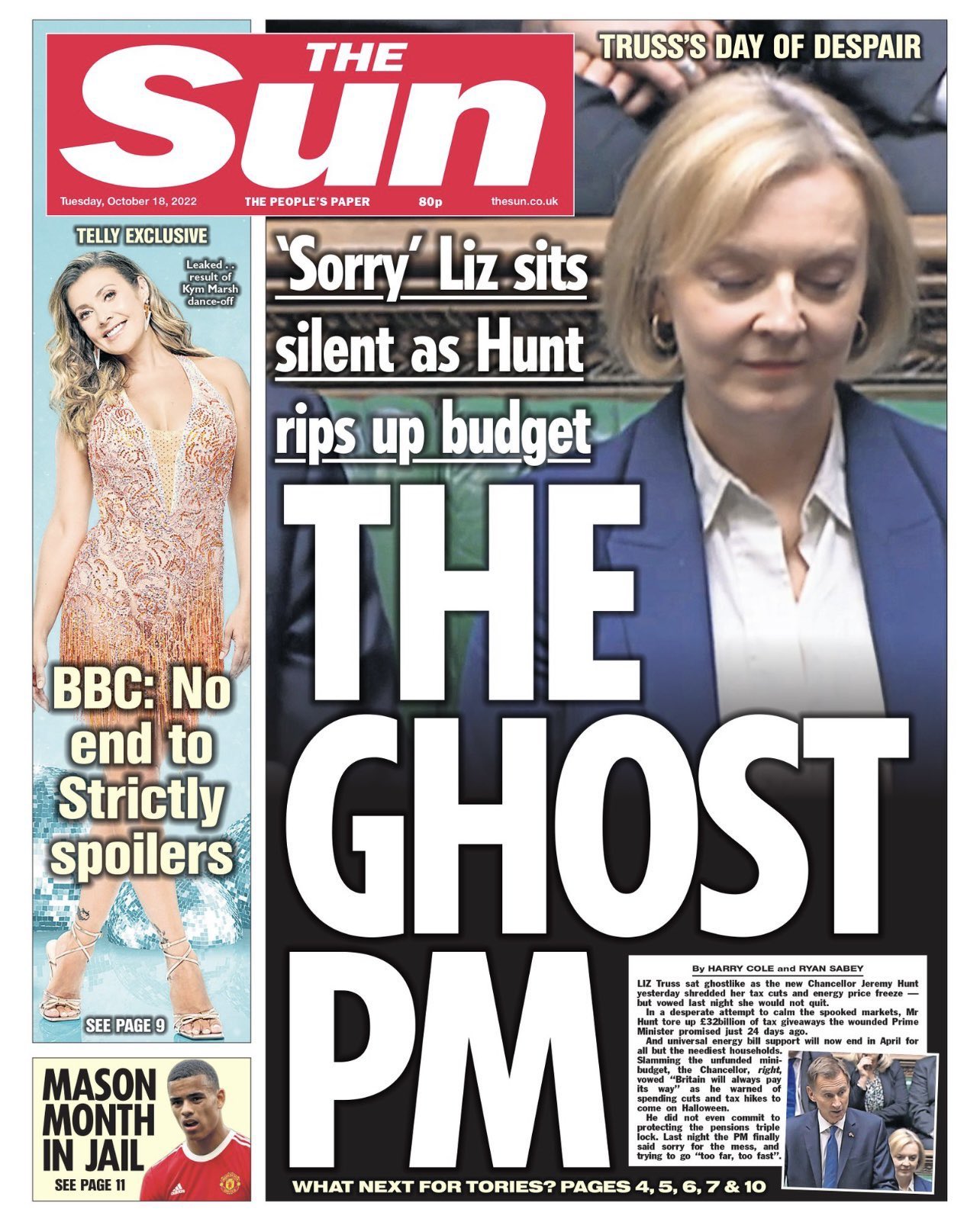 "La primera ministra fantasma" dice la portada de "The Sun", uno de los diarios más leídos en el Reino Unido