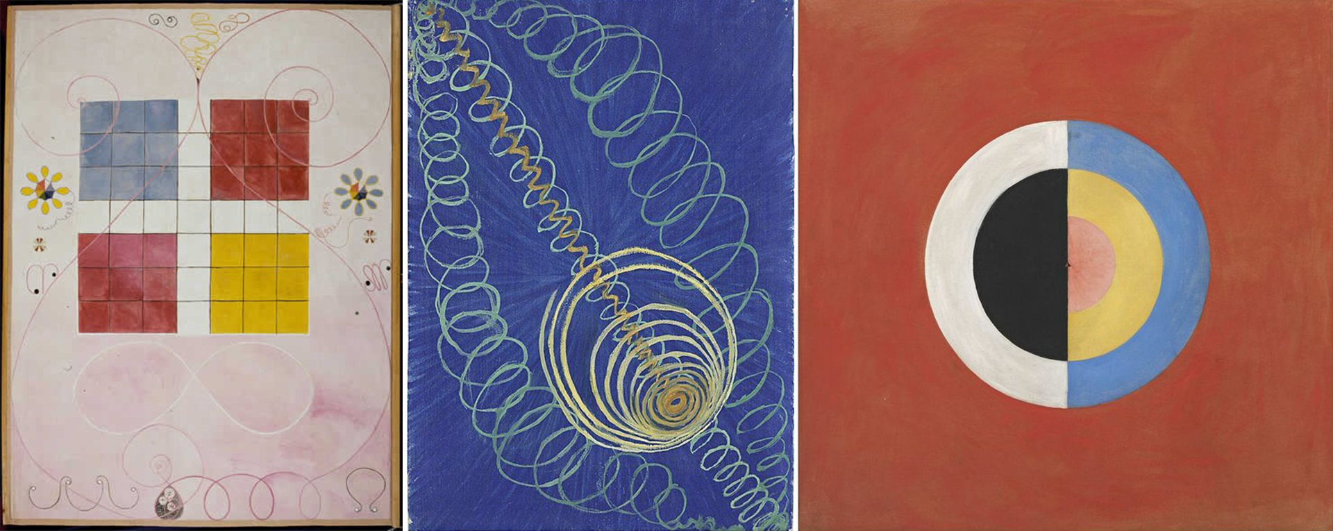 Algunas de las obras abstractas de Af Klint. De izq. a der.: 1907, 1906 y 1914  