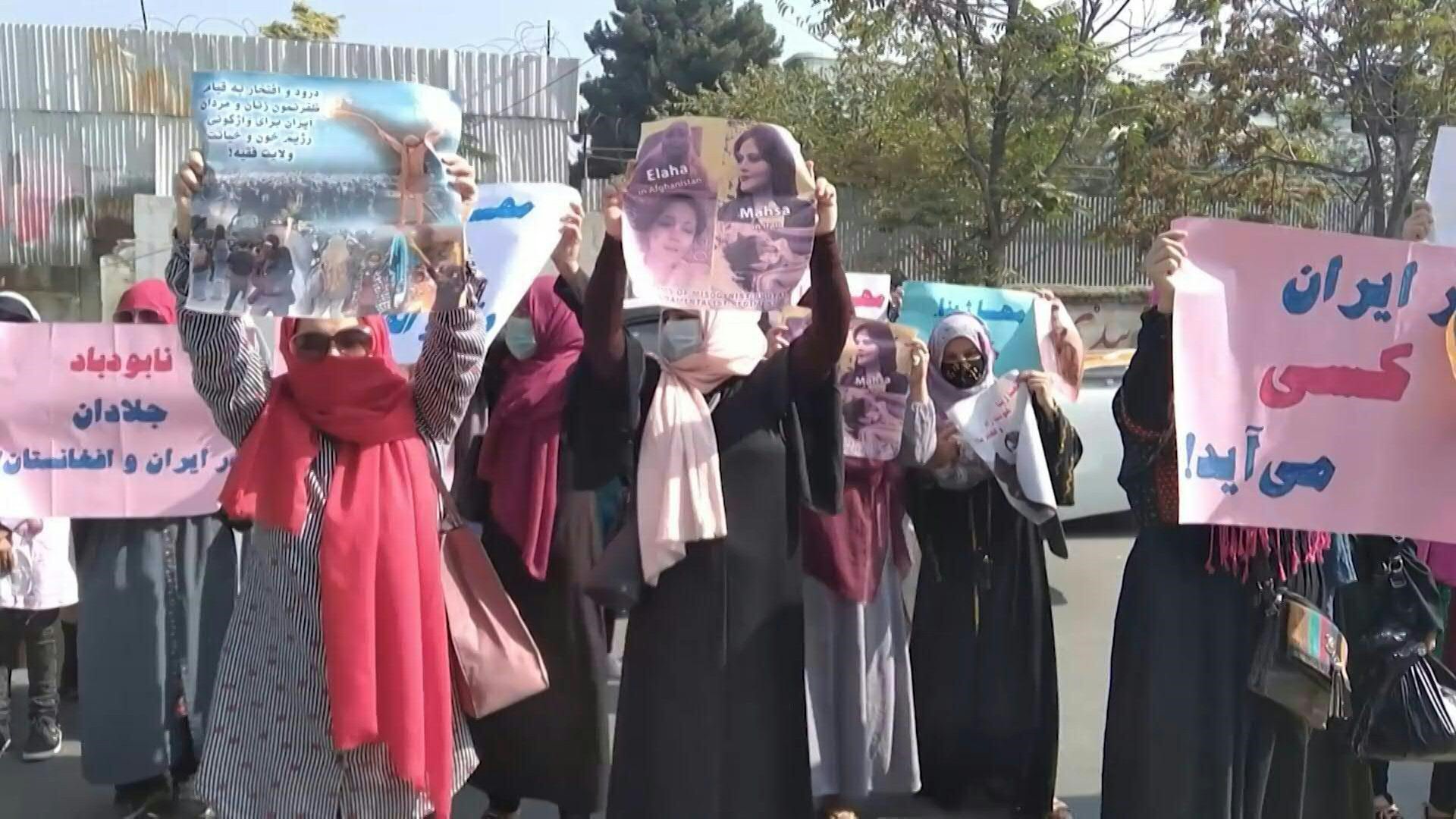 The Taliban dispersed a women's demonstration organized Thursday in front of the Iranian embassy in Kabul in support of the Iranian women, with whom they say they share the same struggle / AFP / File