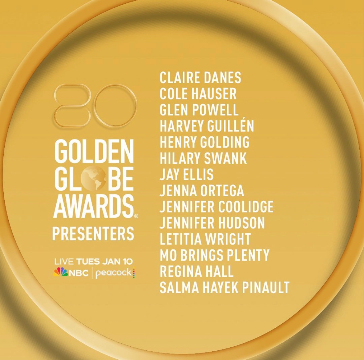 Lista oficial de presentadores 
(Foto: Instagram/@goldenglobes)