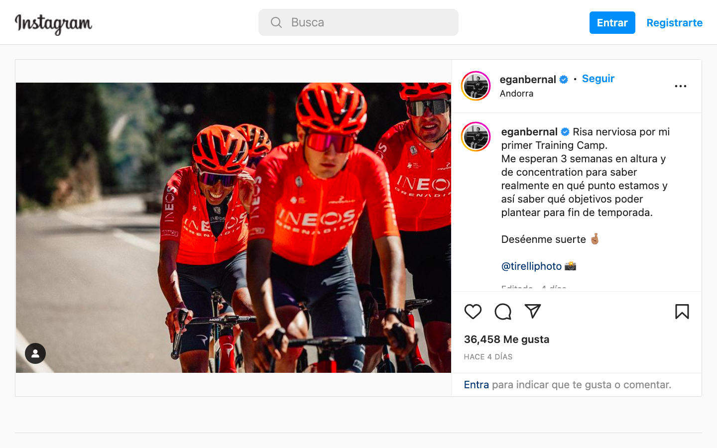 Egan Bernal and his preparation in Andorra in the second half of 2022 / (Instagram: @eganbernal)