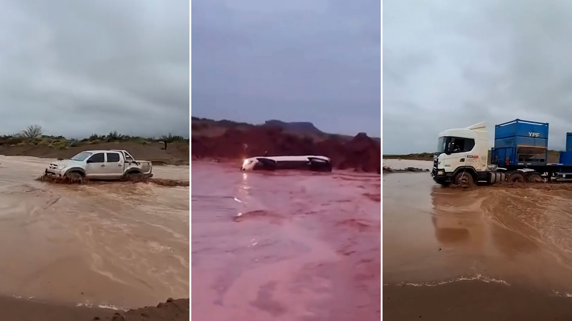 Temporal en Neuqu&eacute;n: en pleno Vaca Muerta, creci&oacute; un arroyo y arrastr&oacute; una camioneta con dos trabajadores