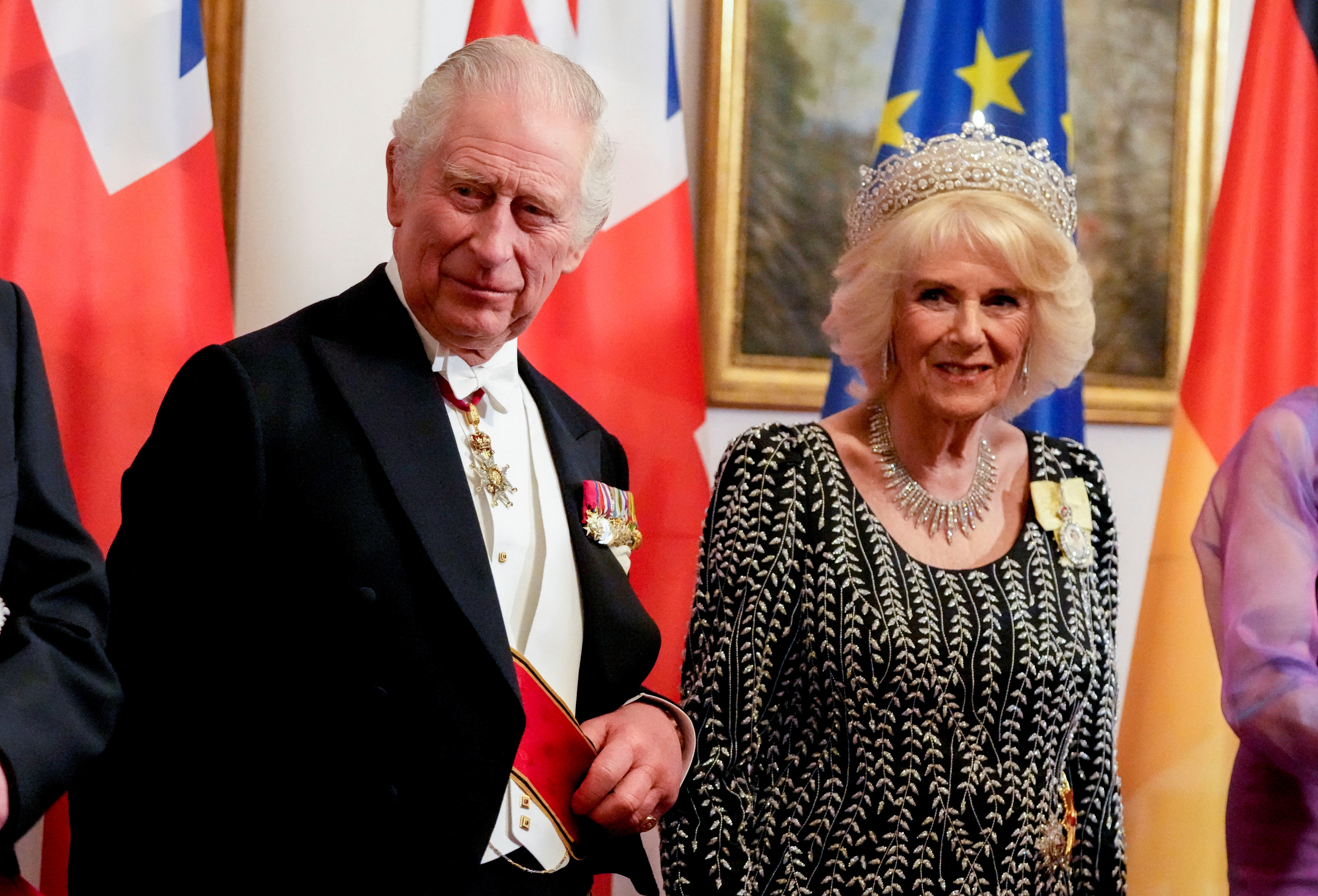 El rey Carlos III y la reina consorte Camilla en una visita a Berlín el miércoles 29 de marzo de 2023 (REUTERS)